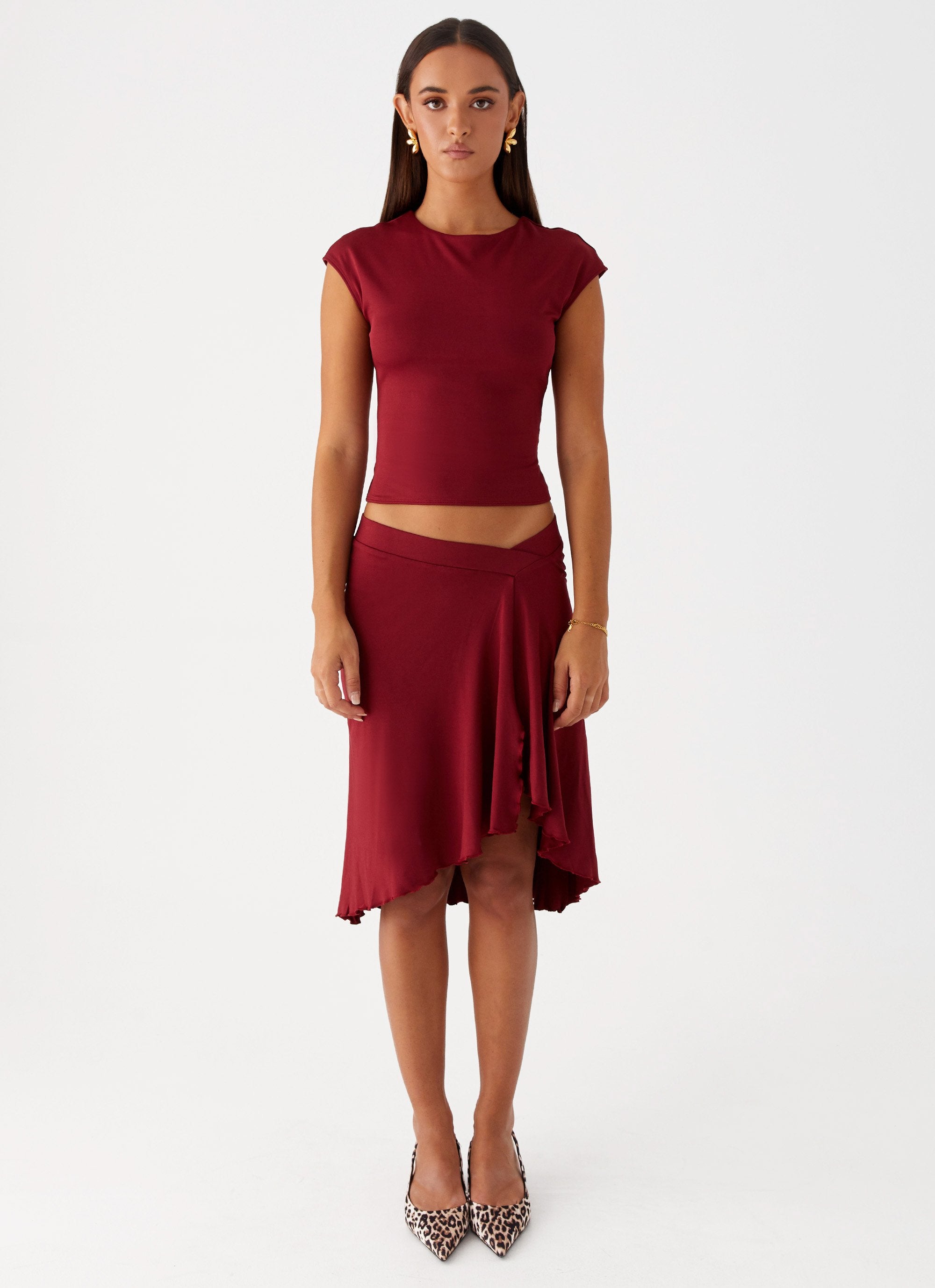 She's A Lady Midi Skirt - Red