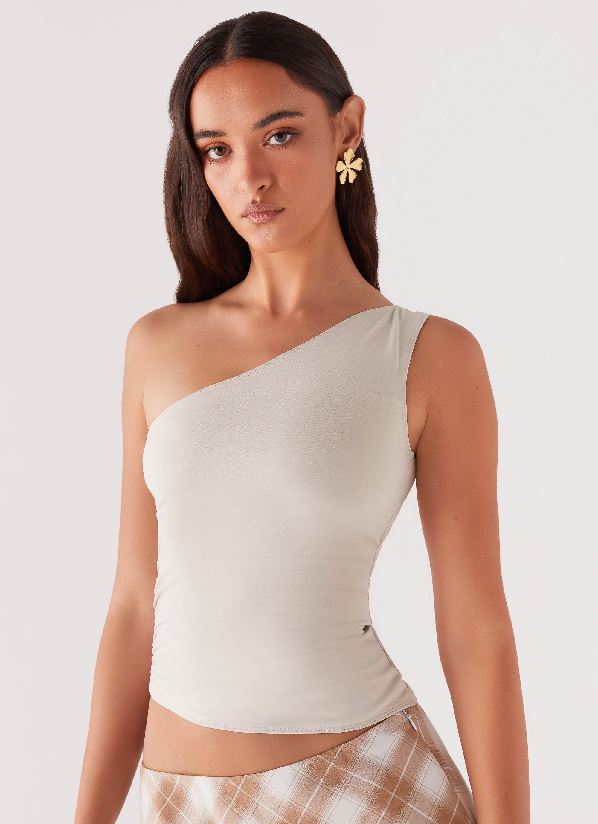 Lenny One Shoulder Top - Ecru