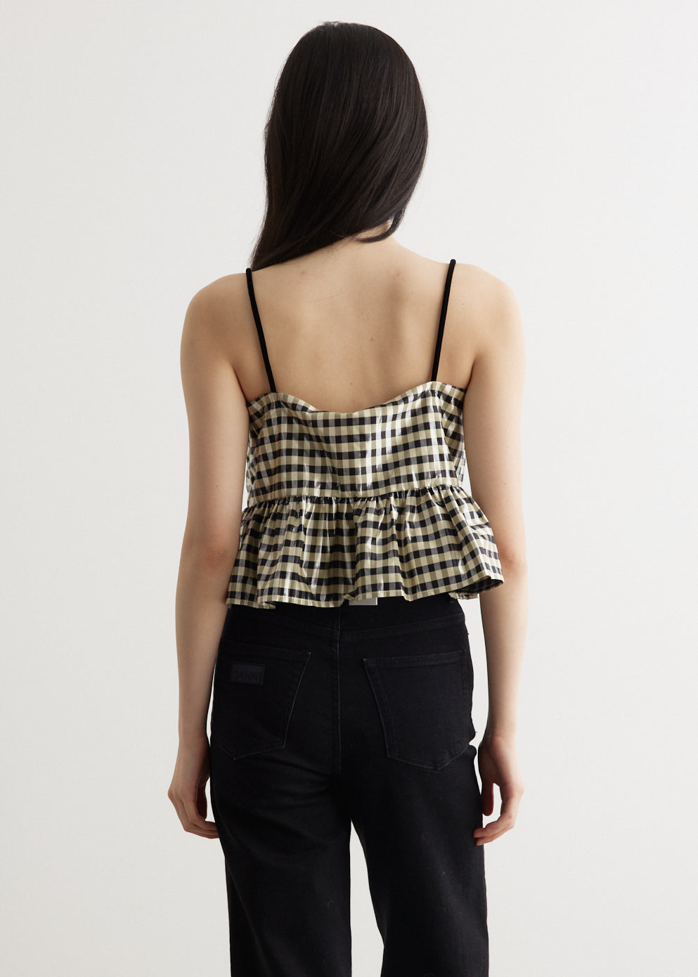 Shiny Check Jacquard Top