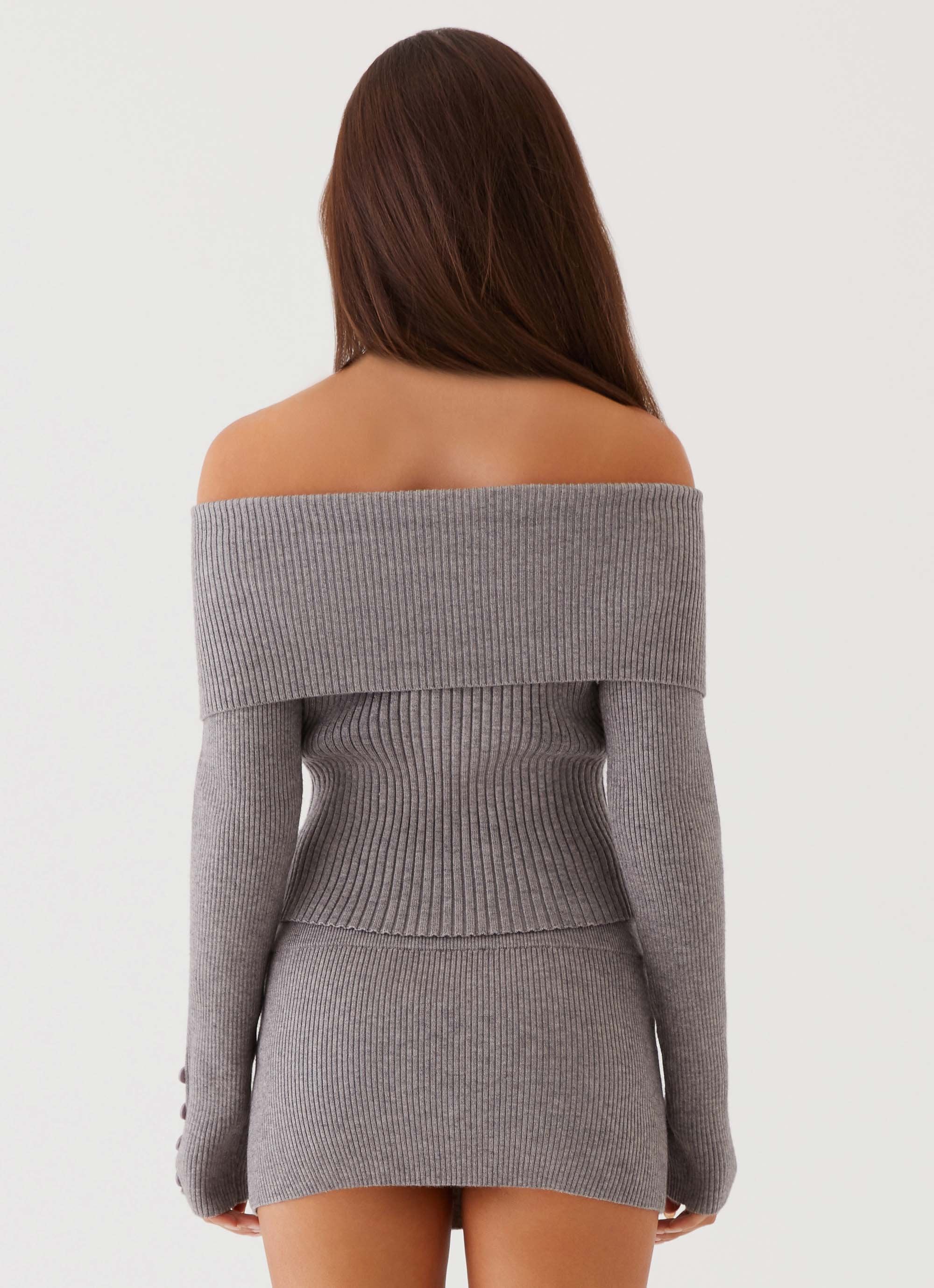 Frankie Arrow Knit Long Sleeve Top - Charcoal