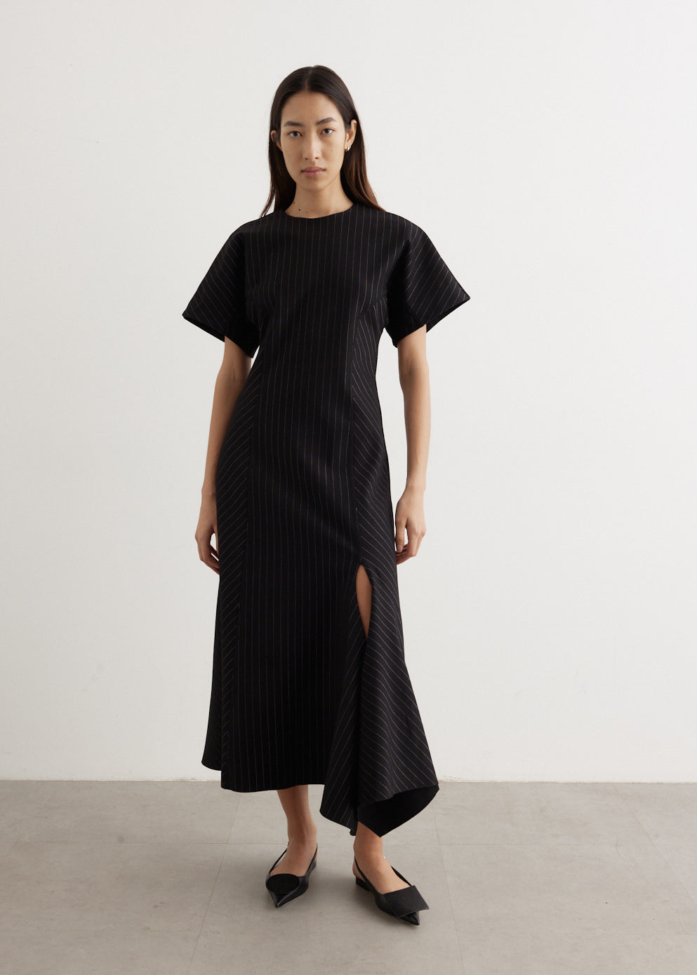 Compact Stripe Jersey Long Dress