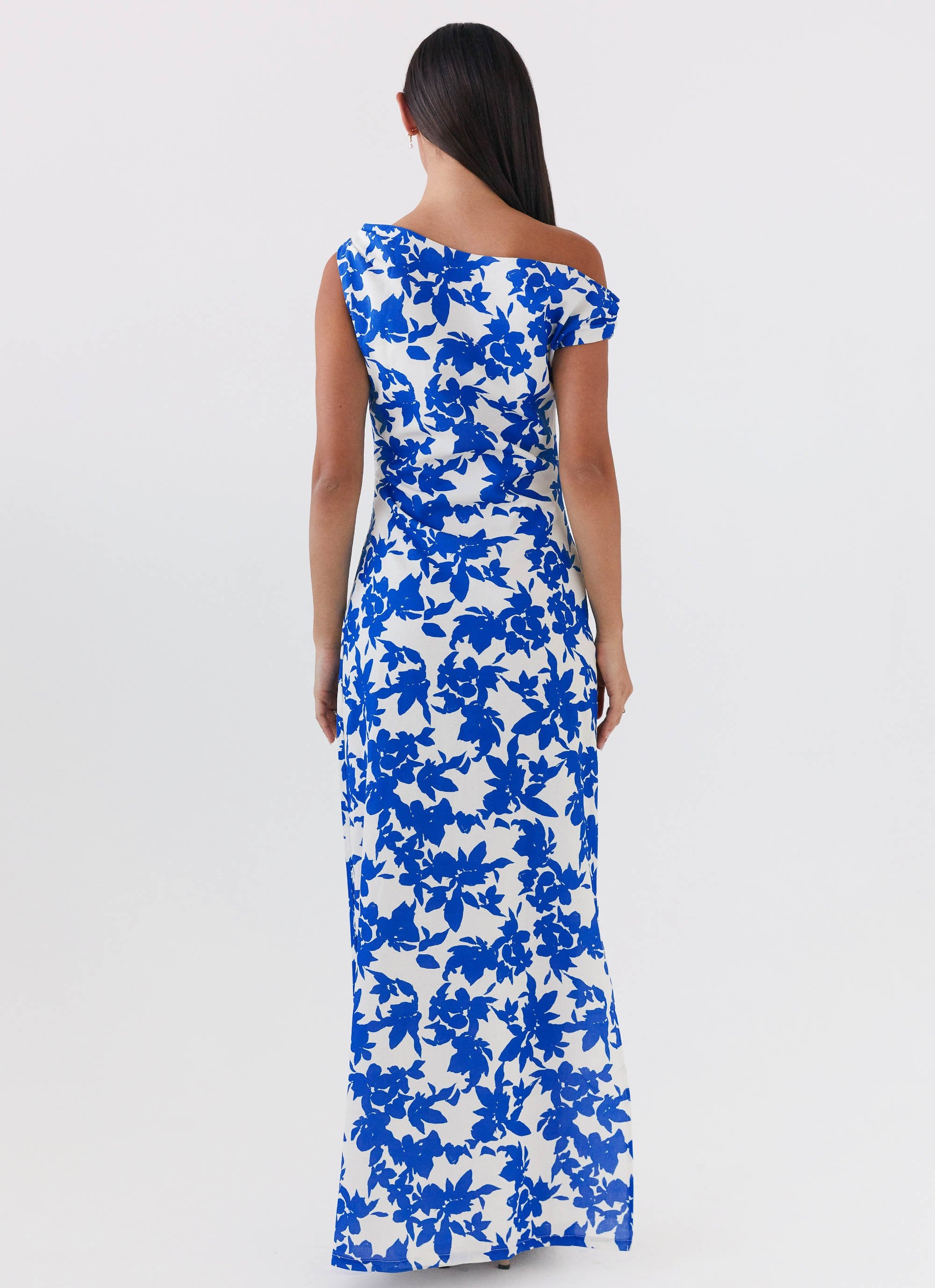 Pyper Off Shoulder Maxi Dress - Blue Floral