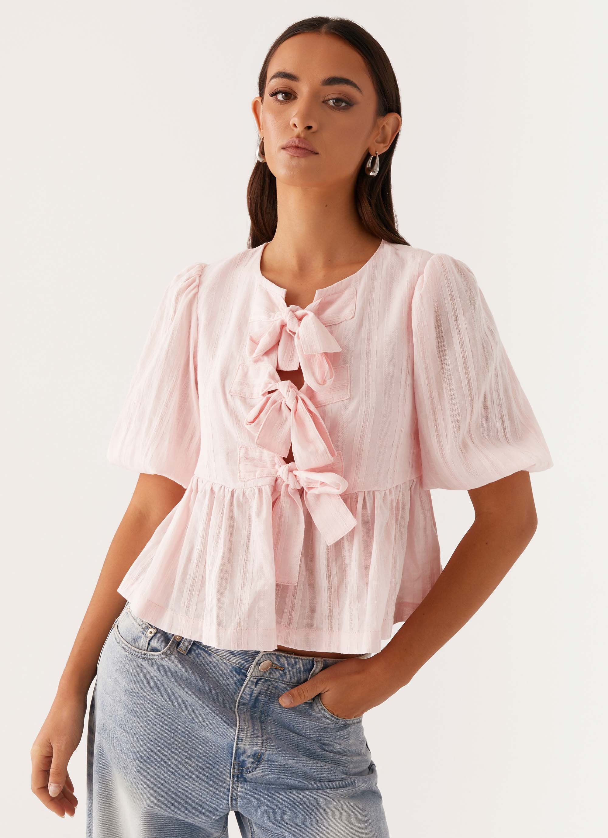 Western Wind Tie Top - Pink