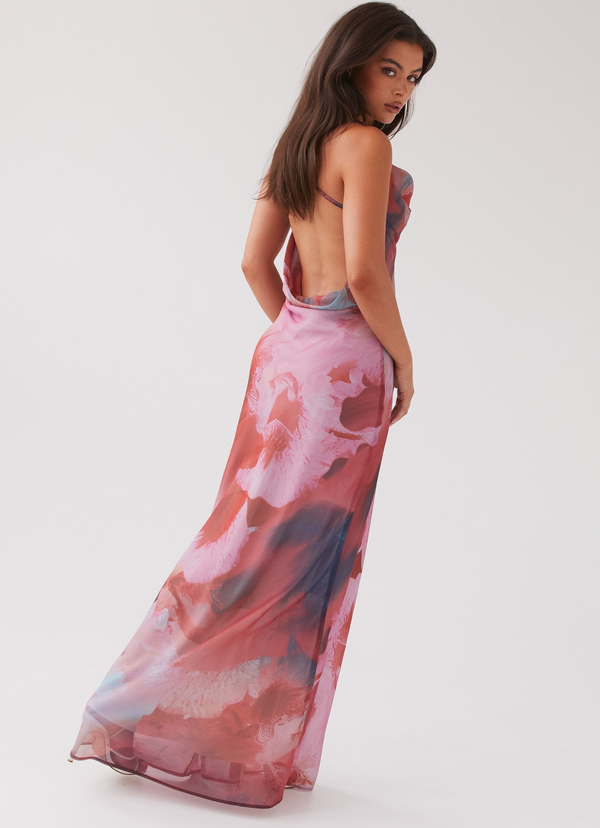 Abigail Cowl Maxi Dress - Scarlet Burst