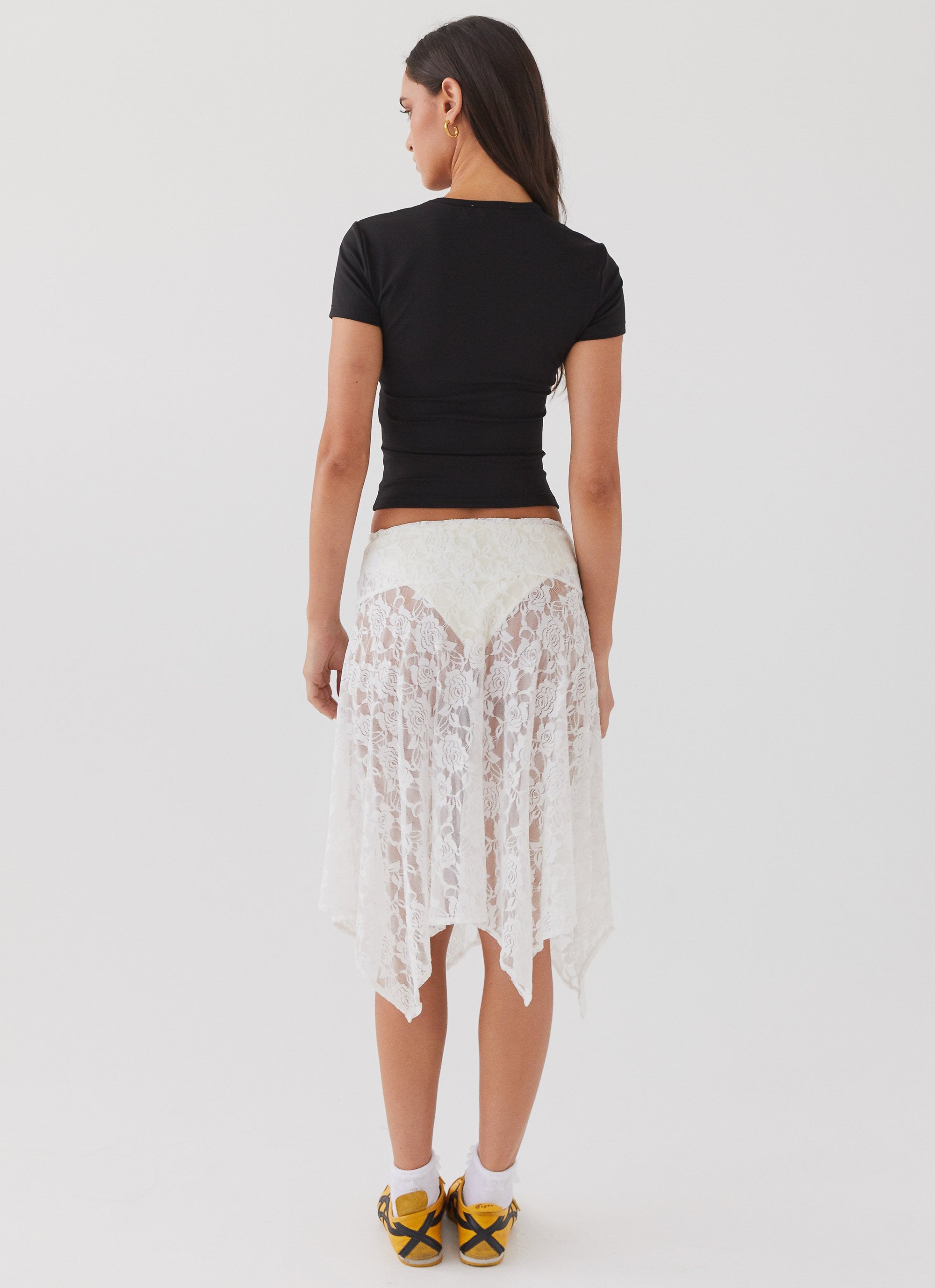 Sweet Nothing Lace Midi Skirt - White