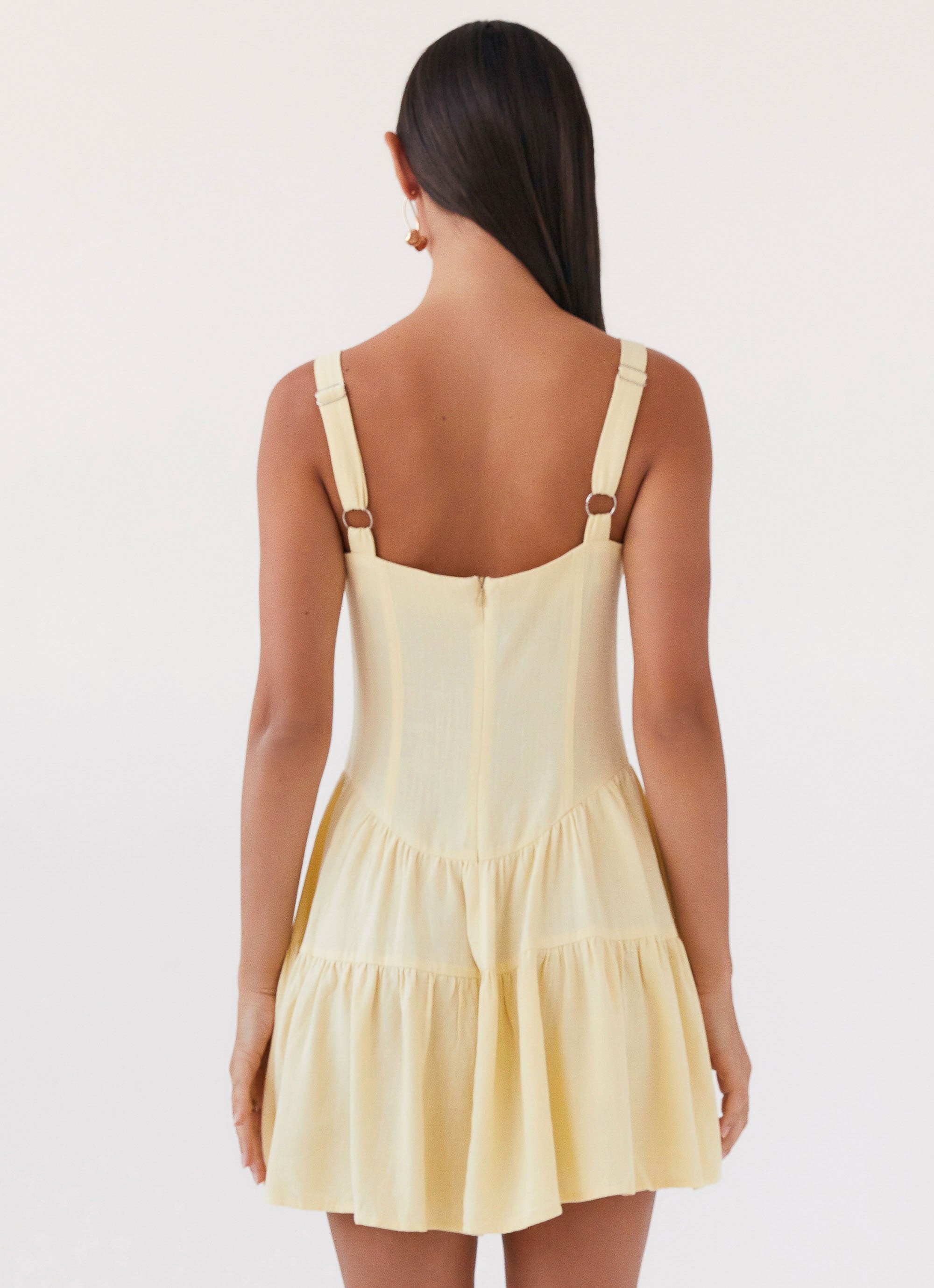 Lucie Linen Mini Dress - Yellow