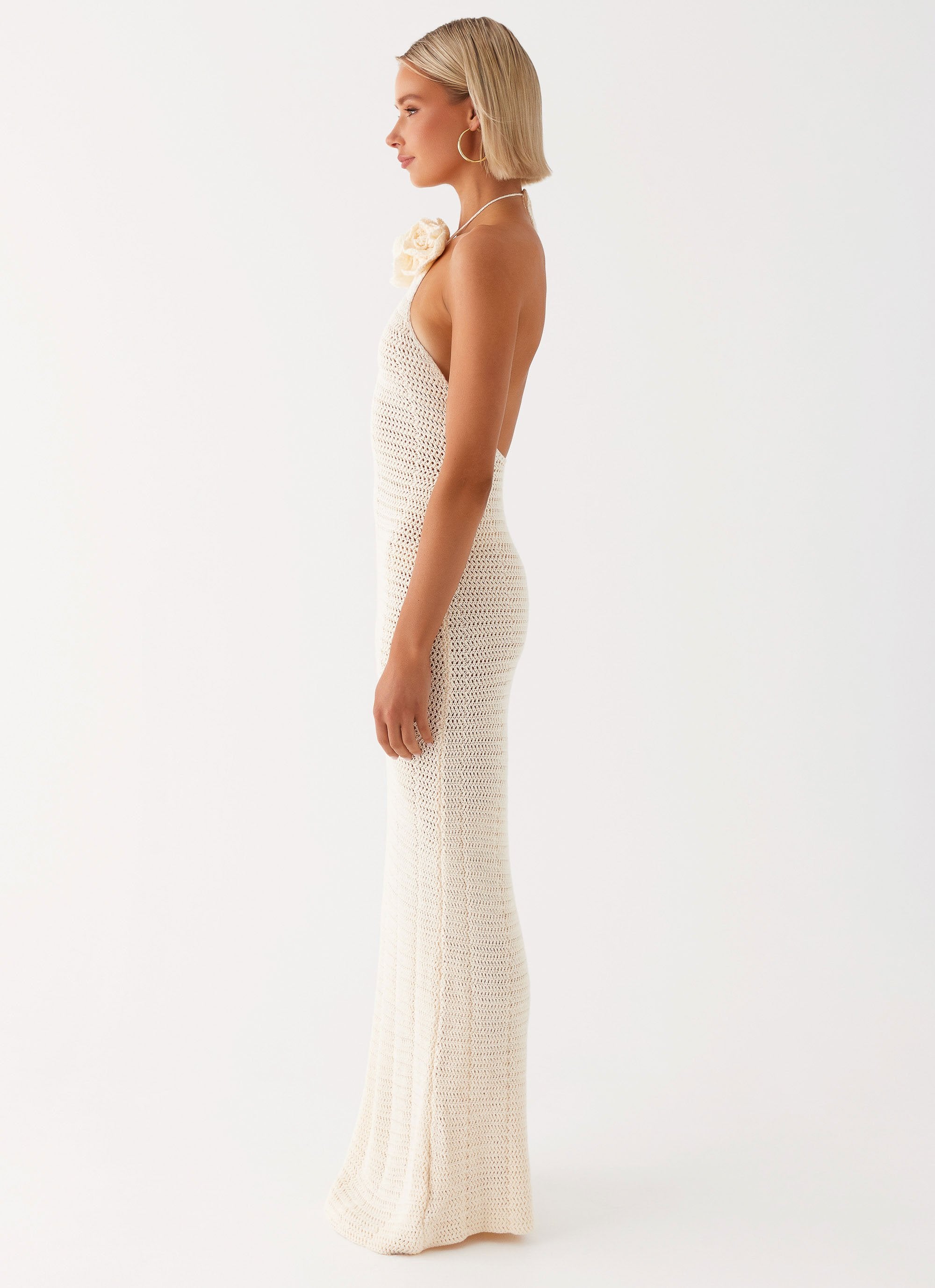 Gia Rose Halter Neck Maxi Dress - Ivory