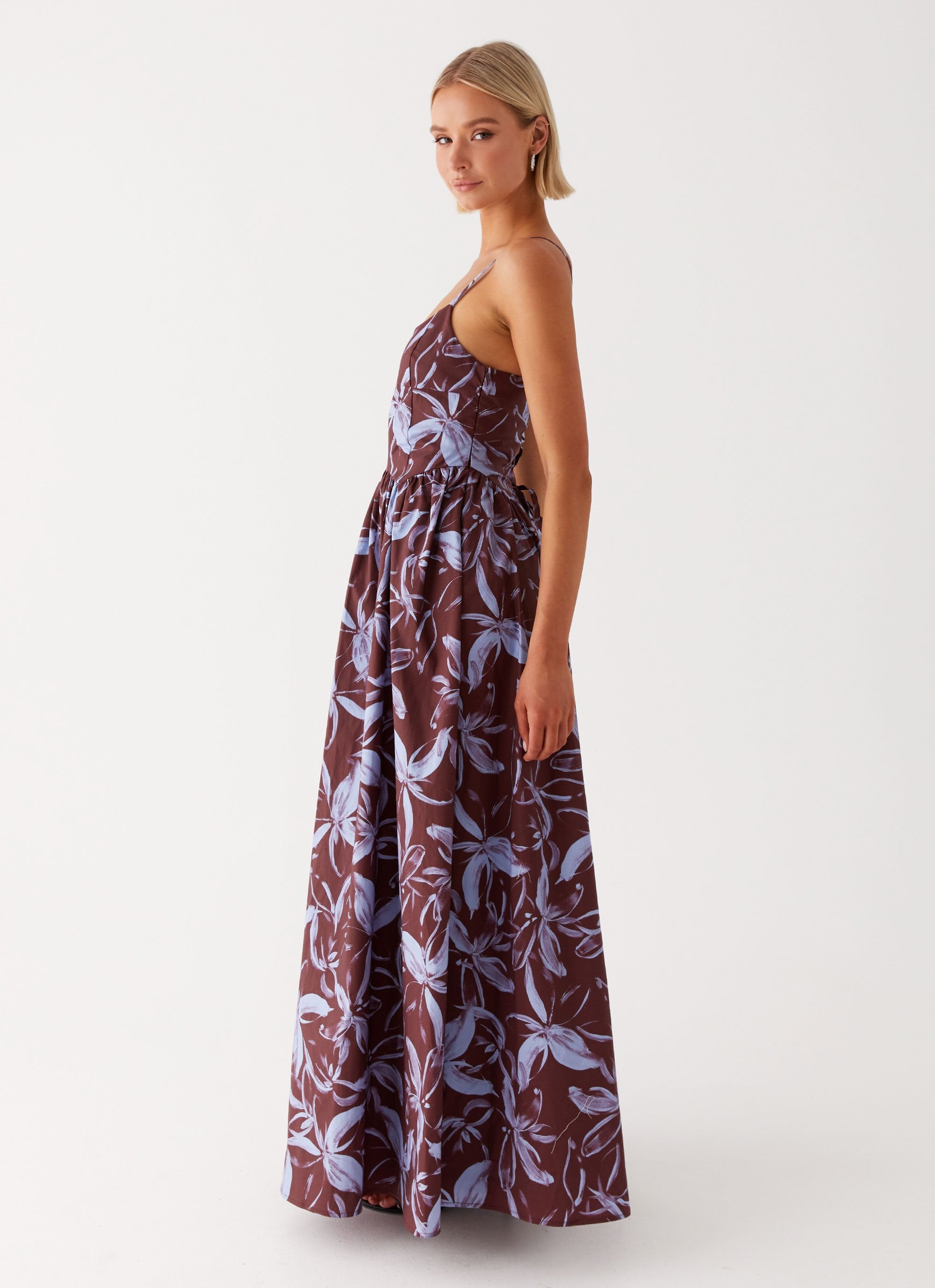 Tesoro Maxi Dress - Brown Purple Floral