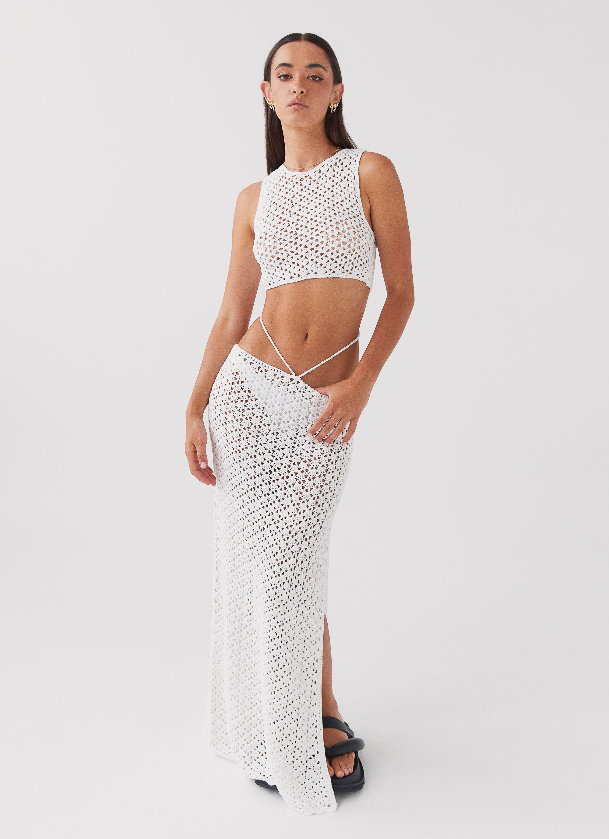 Mabel Bay Crochet Maxi Skirt - White