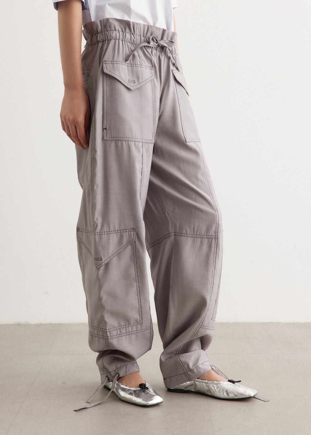 Light Slub High Waist Pocket Pants