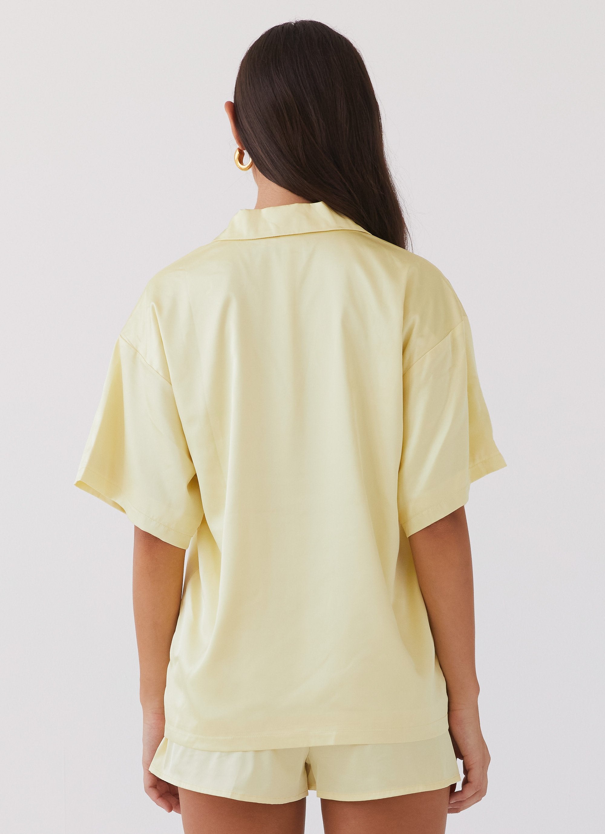 Julia Satin Oversized Shirt - Lemon