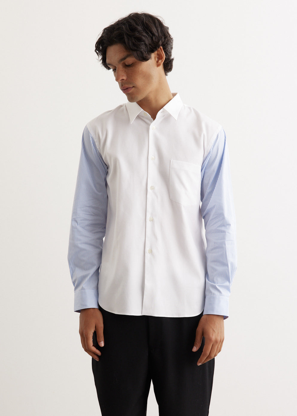 Cotton Dobby x Cotton Stripe Contrast Shirt