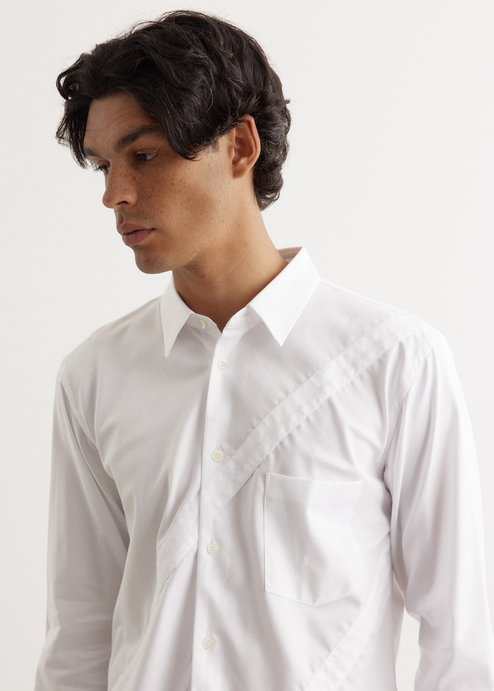 Cotton Dobby Cloth Diagonal Panel Shirt