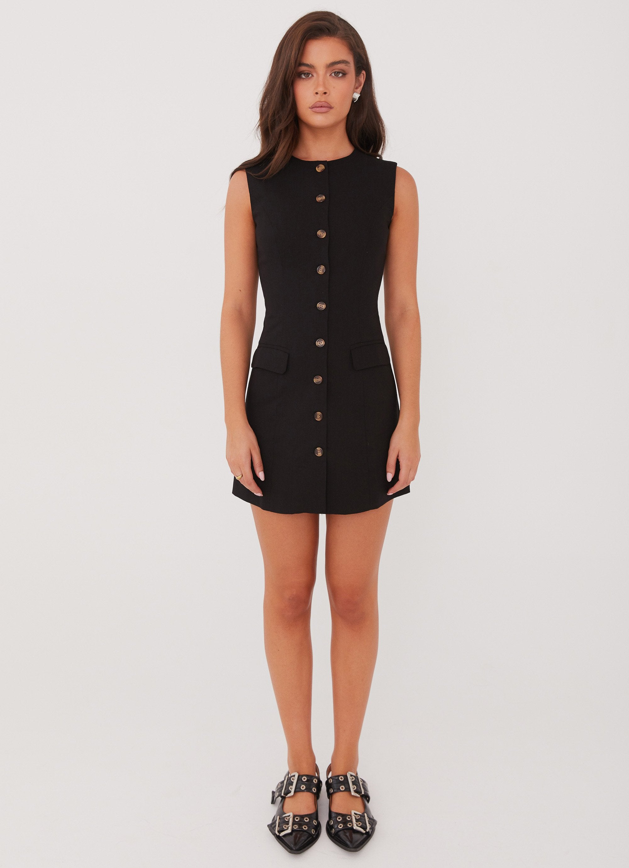 Castello Fiore Linen Mini Dress - Black