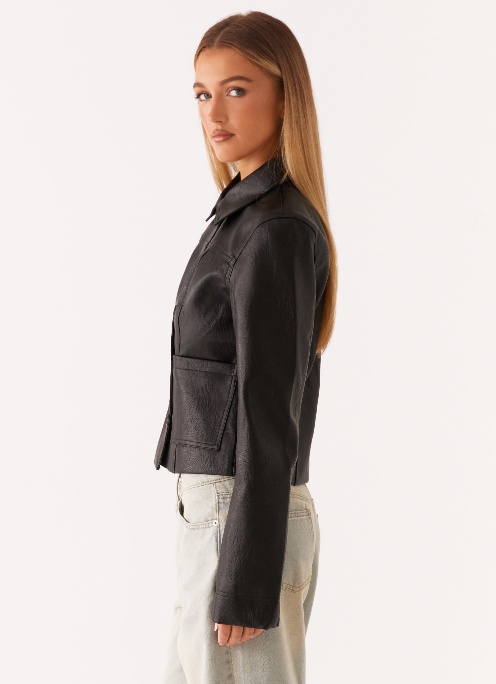 Verona Faux Leather Jacket - Black