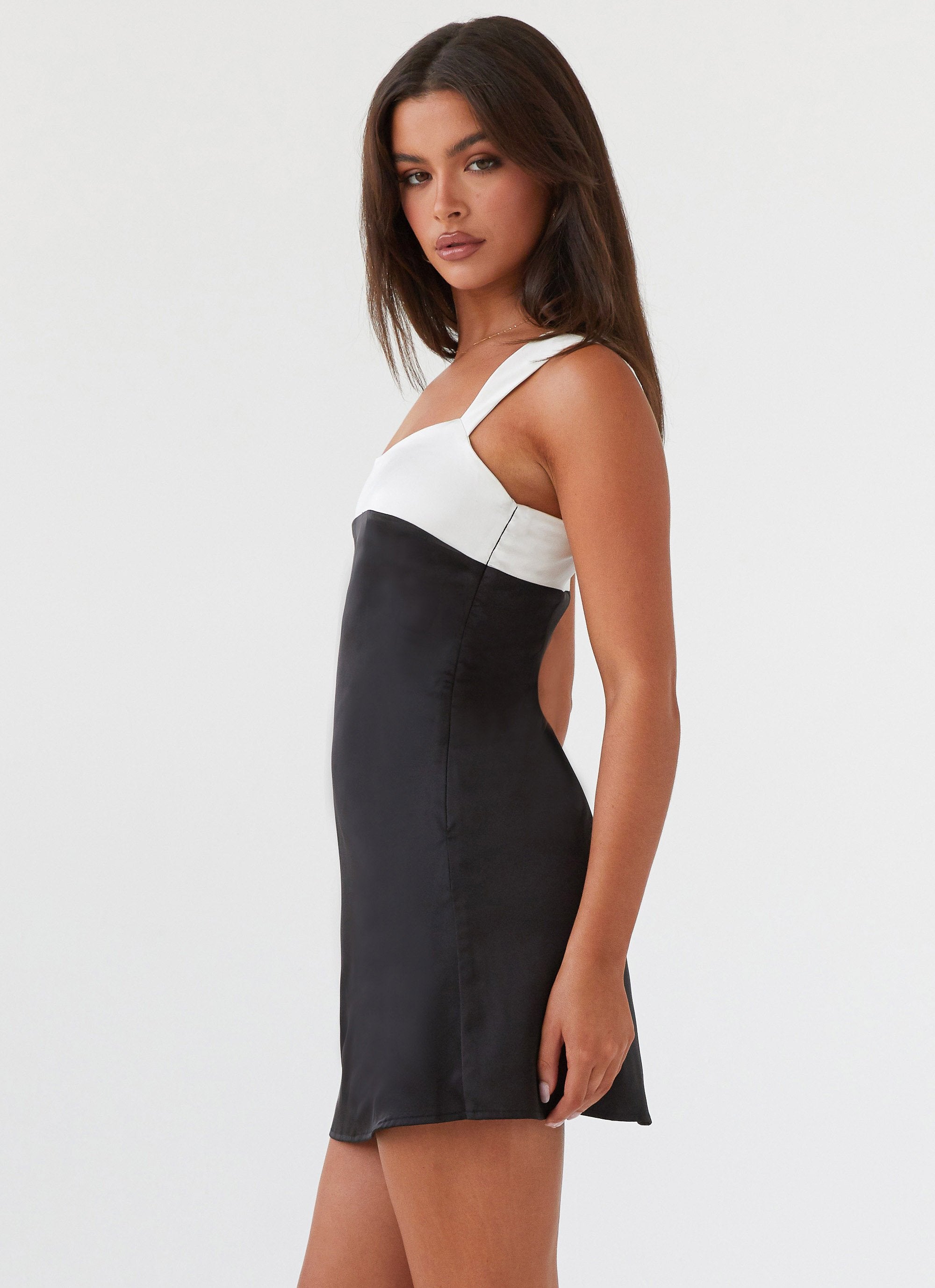 Odette Satin Mini Dress - Onyx