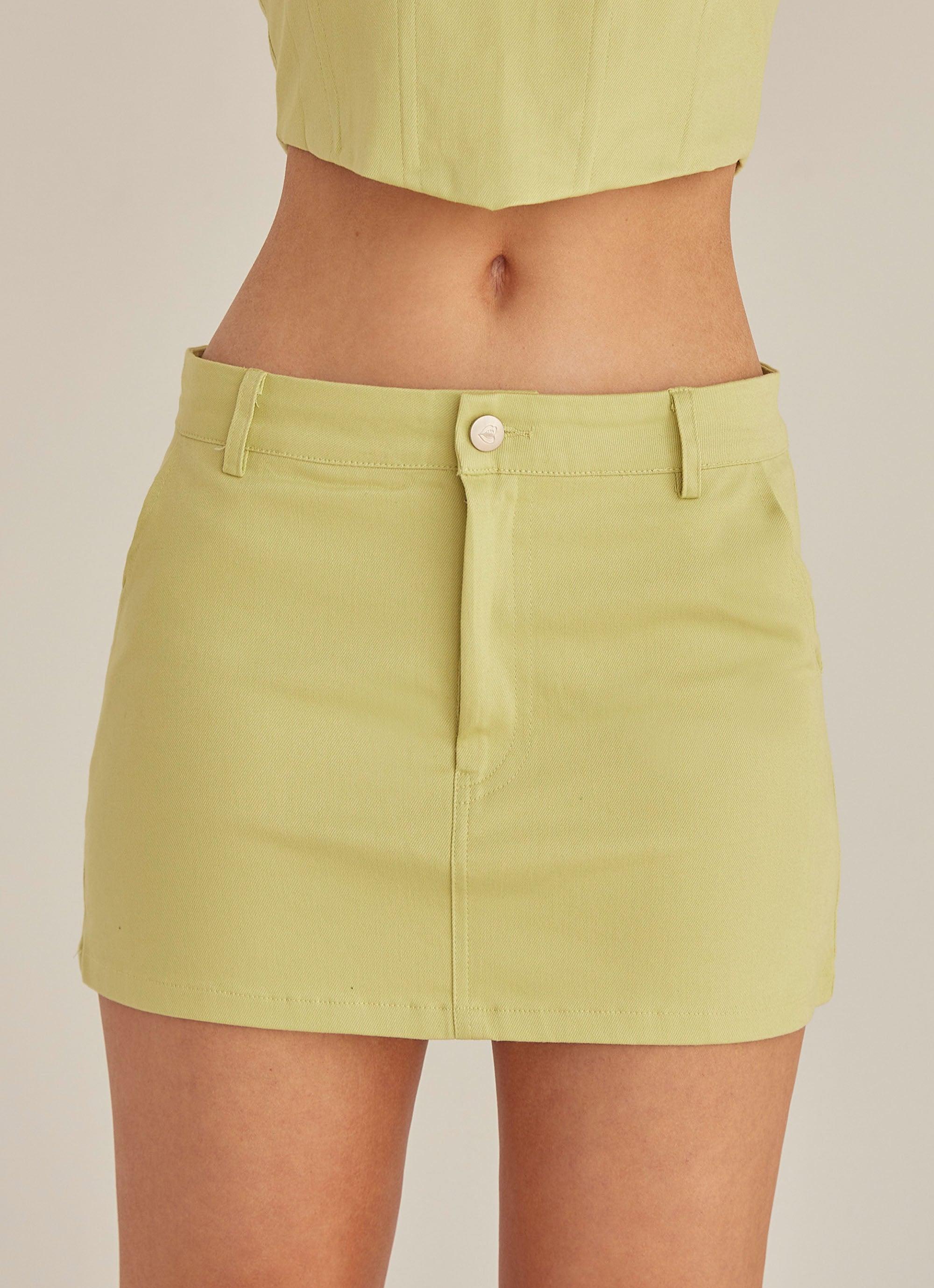 Feel The Sun Drill Mini Skirt - Sage