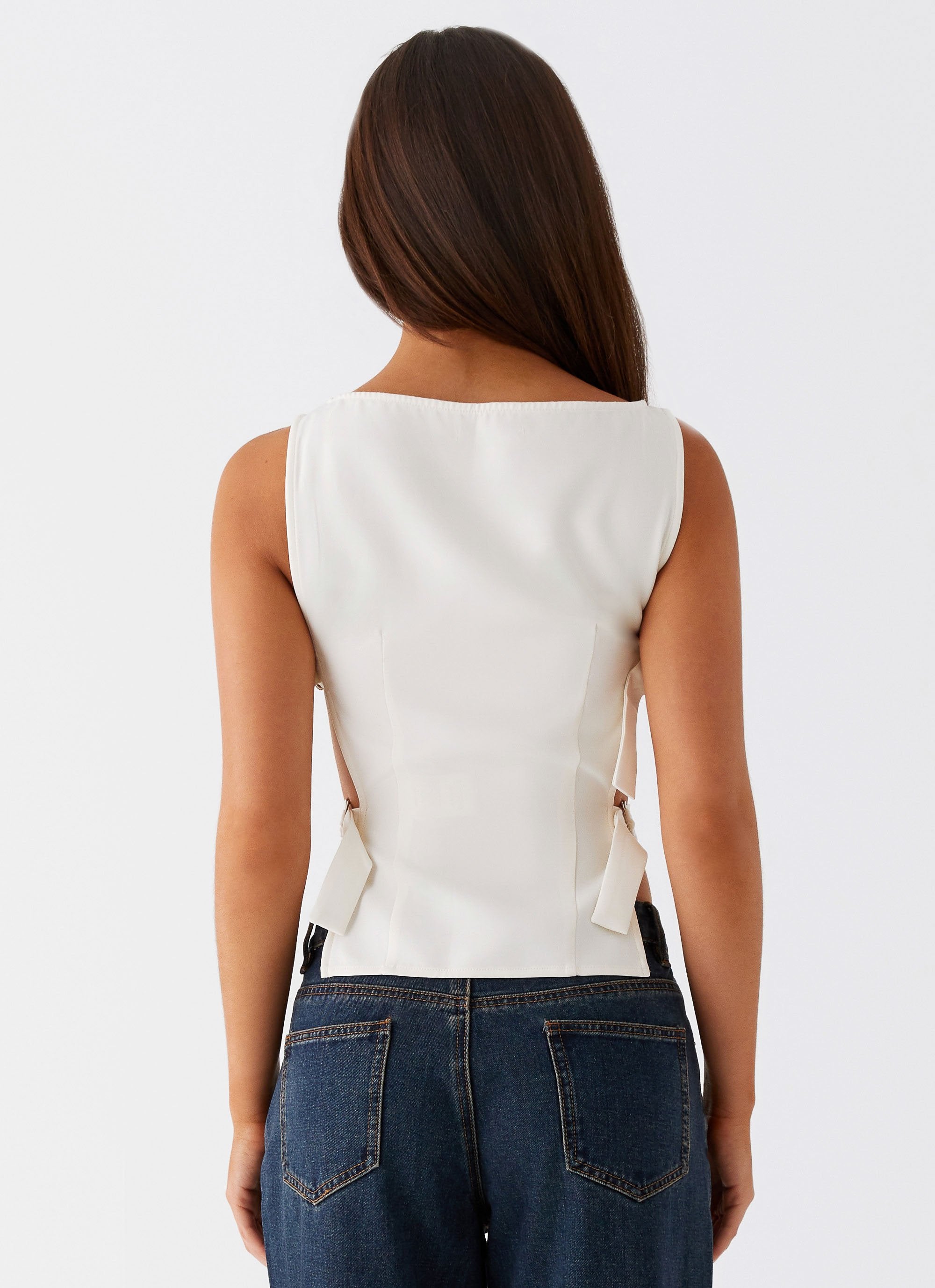 Cherish You Buckle Top - White