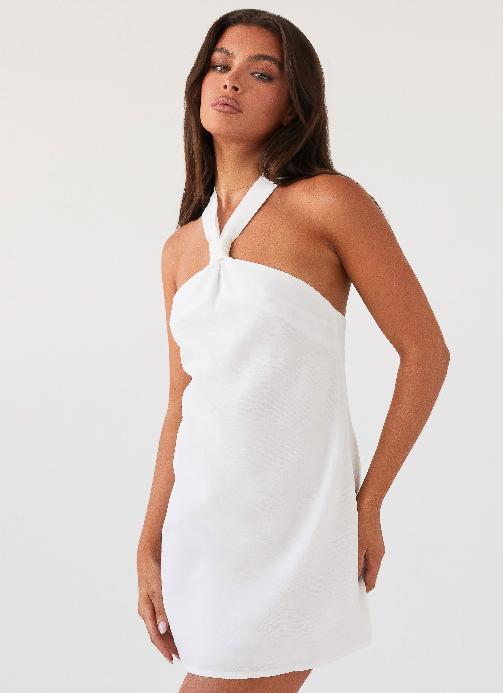 Keira Linen Mini Dress - White