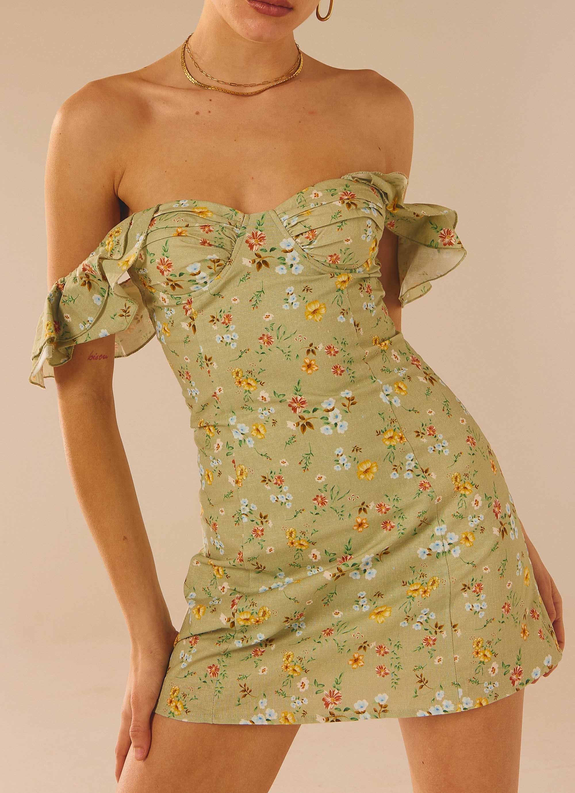 The Chateau Mini Dress - Sage Floral