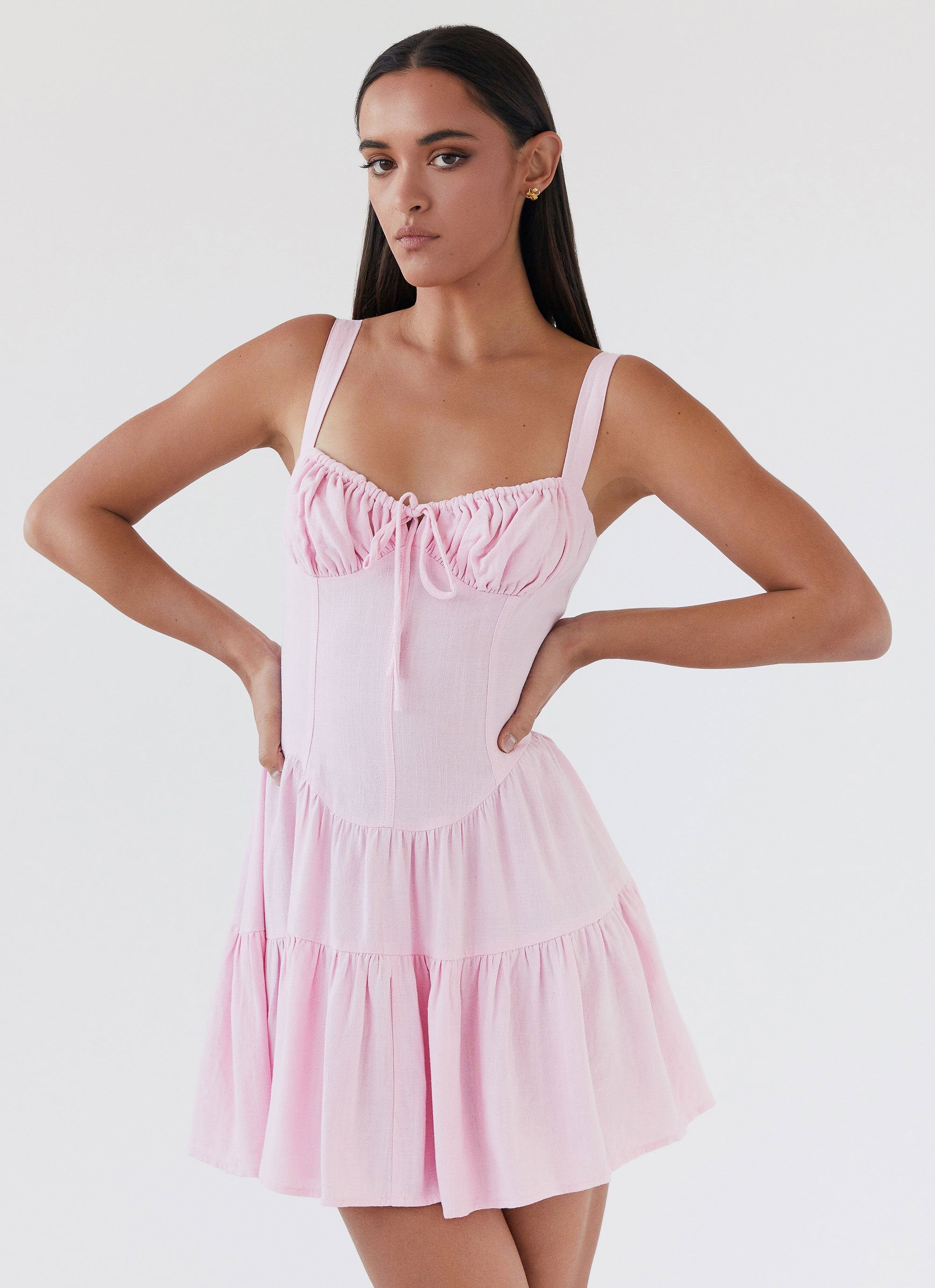 Lucie Linen Mini Dress - Pink