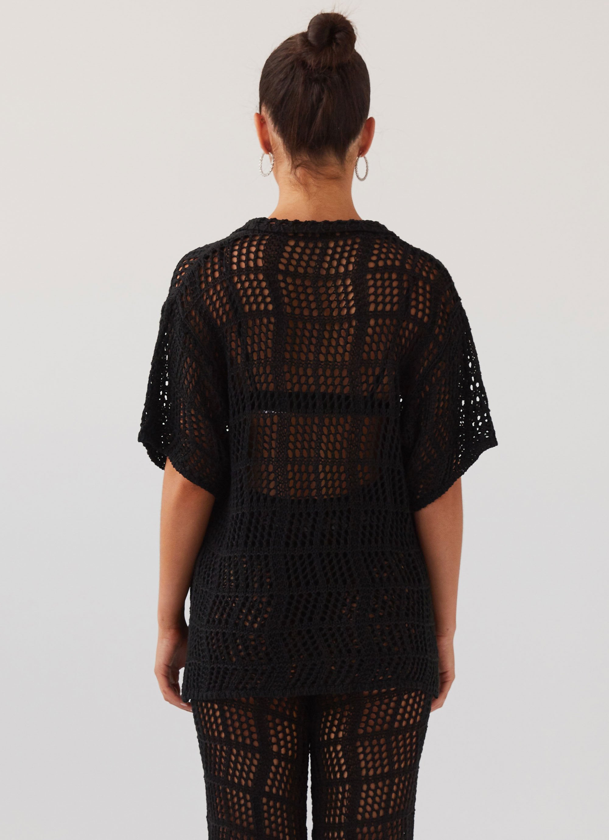 Cabo Paradise Crochet Shirt - Black