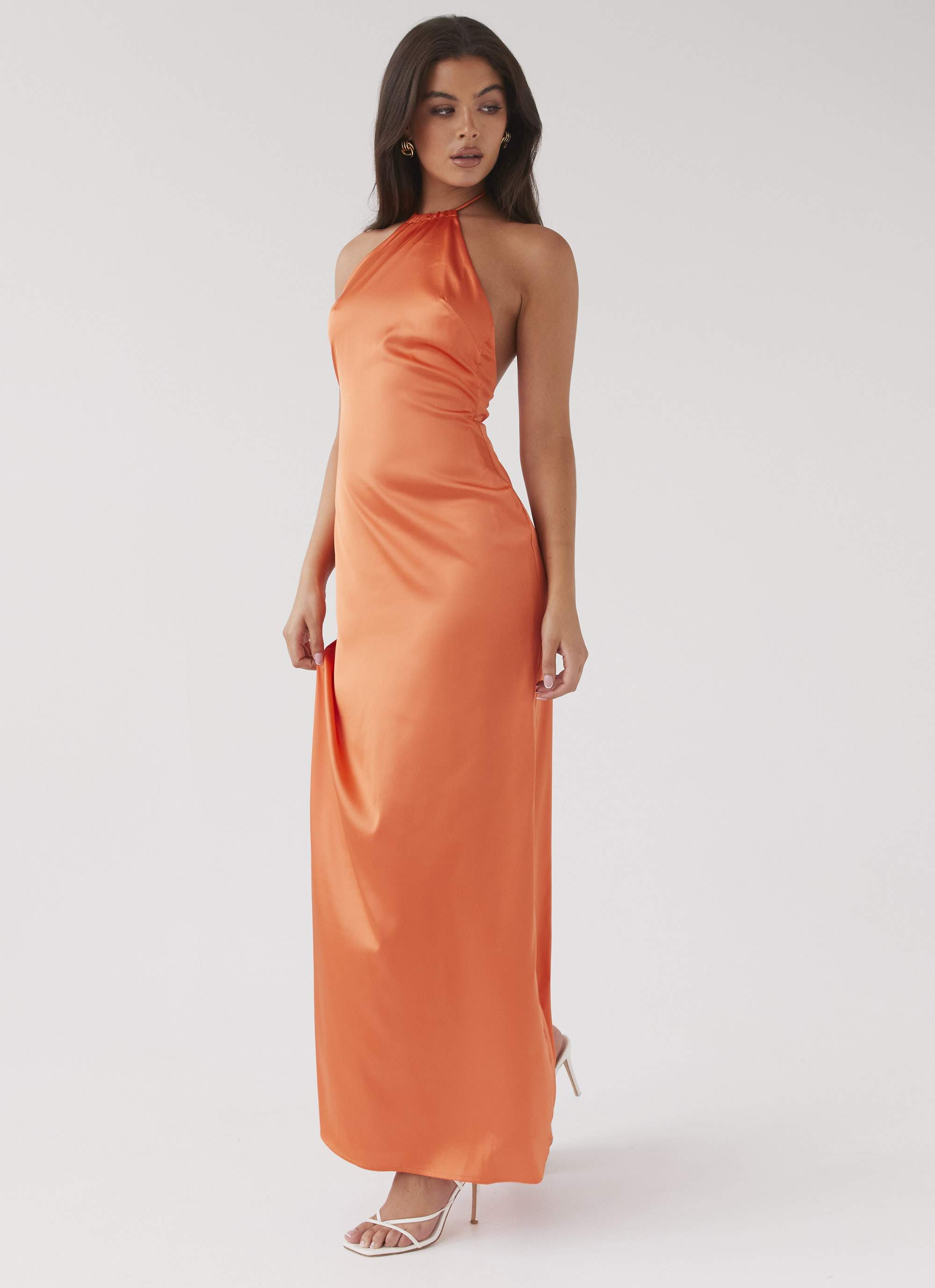 Melody Day Halterneck Maxi Dress - Tangerine