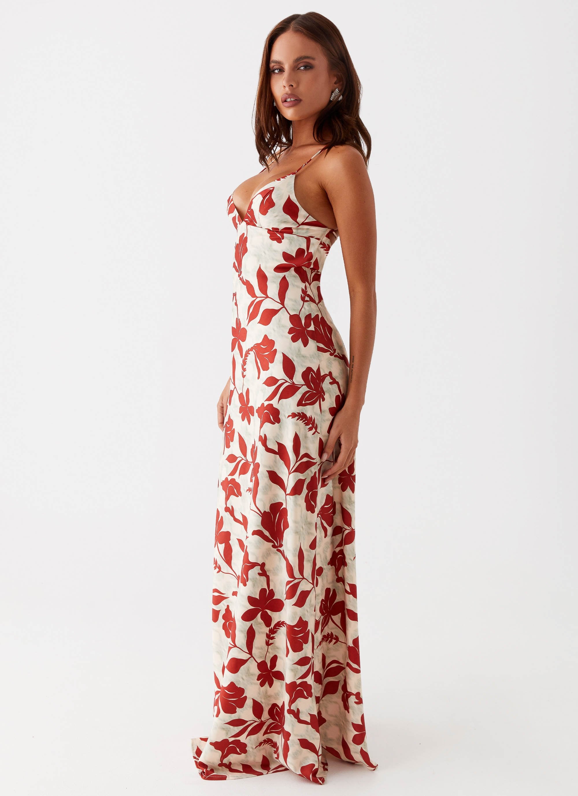 Cecily Maxi Dress - Red Green Floral