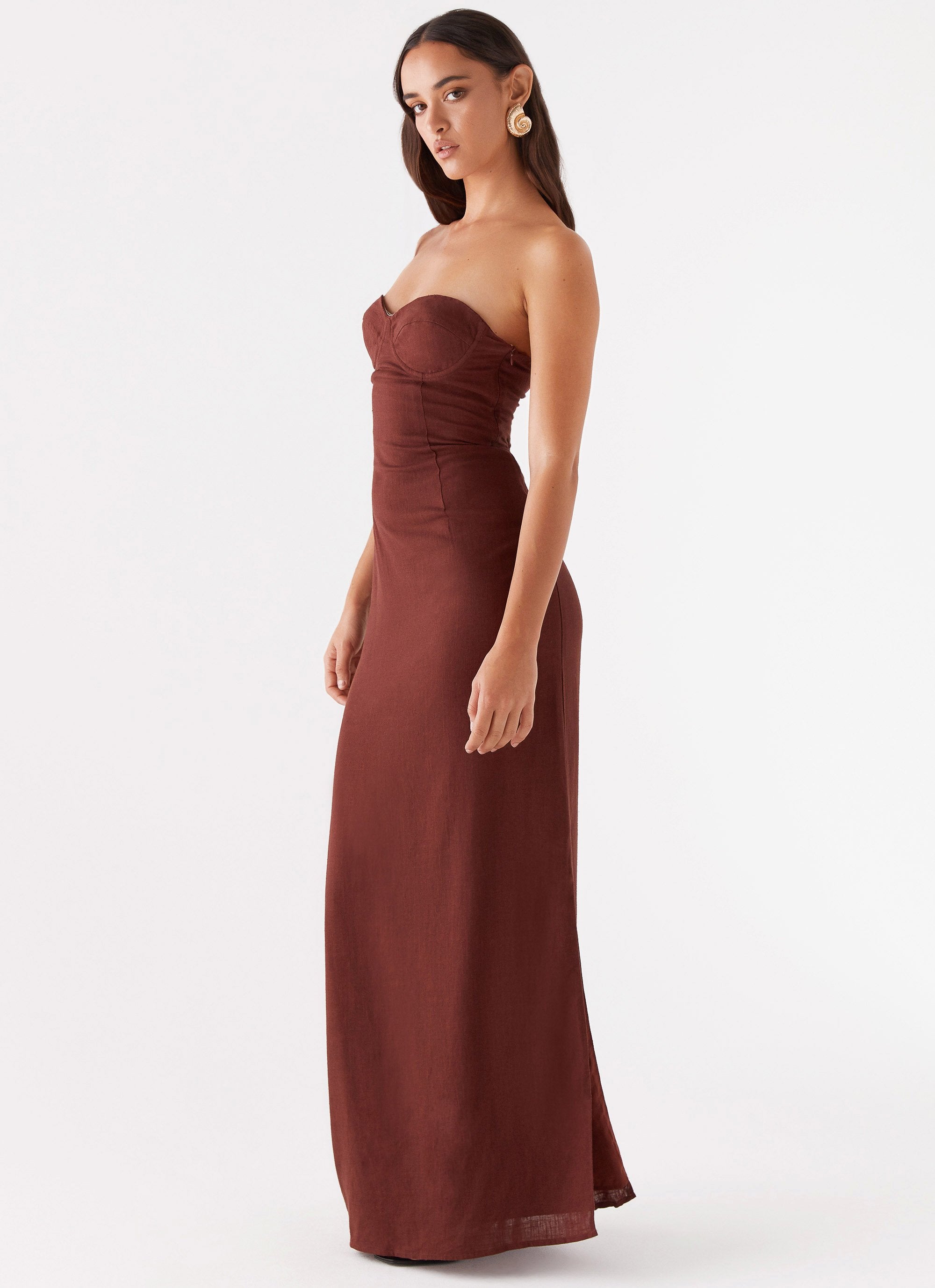 Esra Strapless Maxi Dress - Chocolate