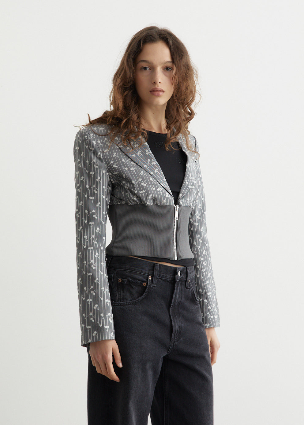 Acetate Jacquard Cropped Blazer