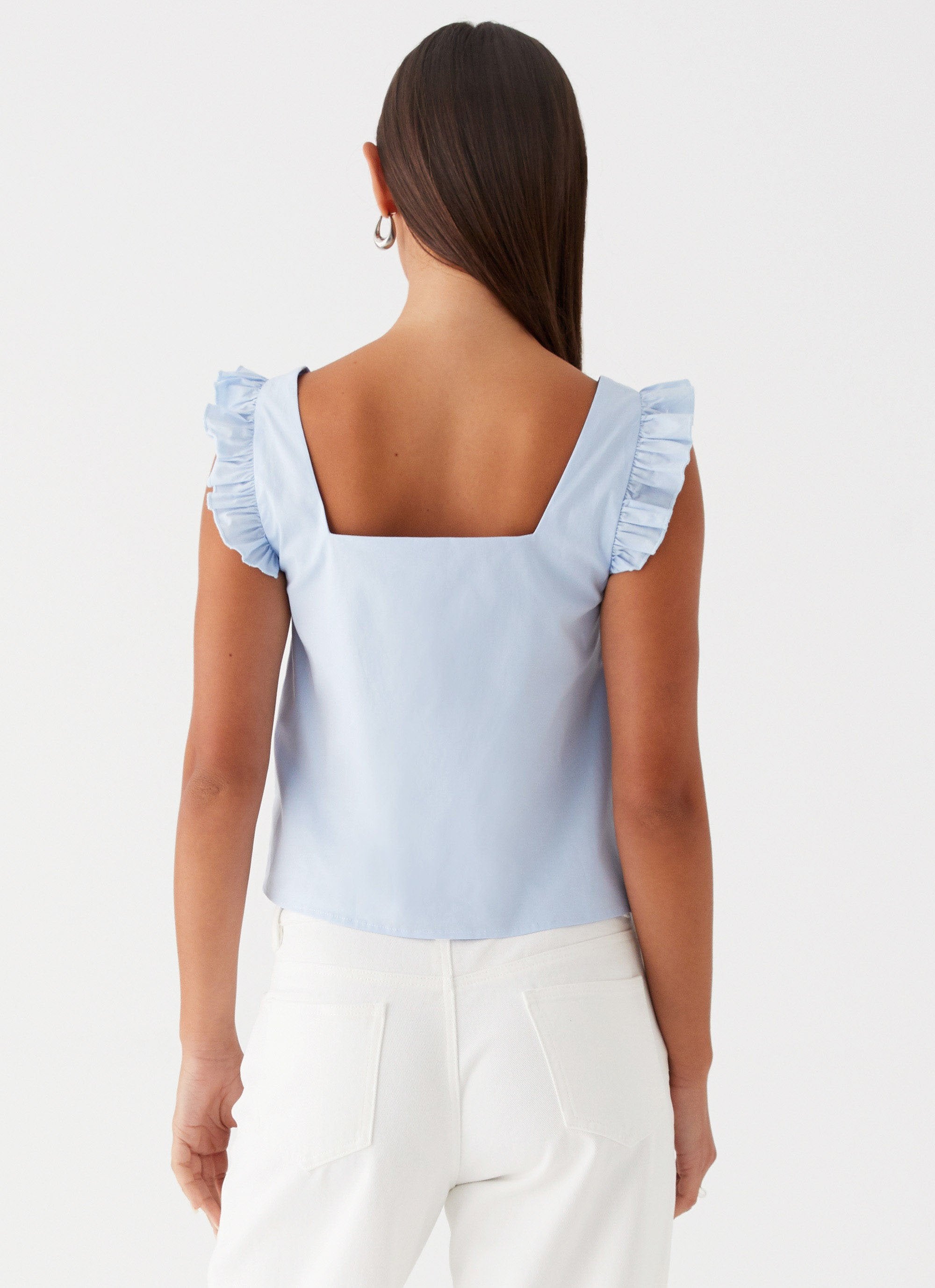 Kiani Tie Front Top - Blue