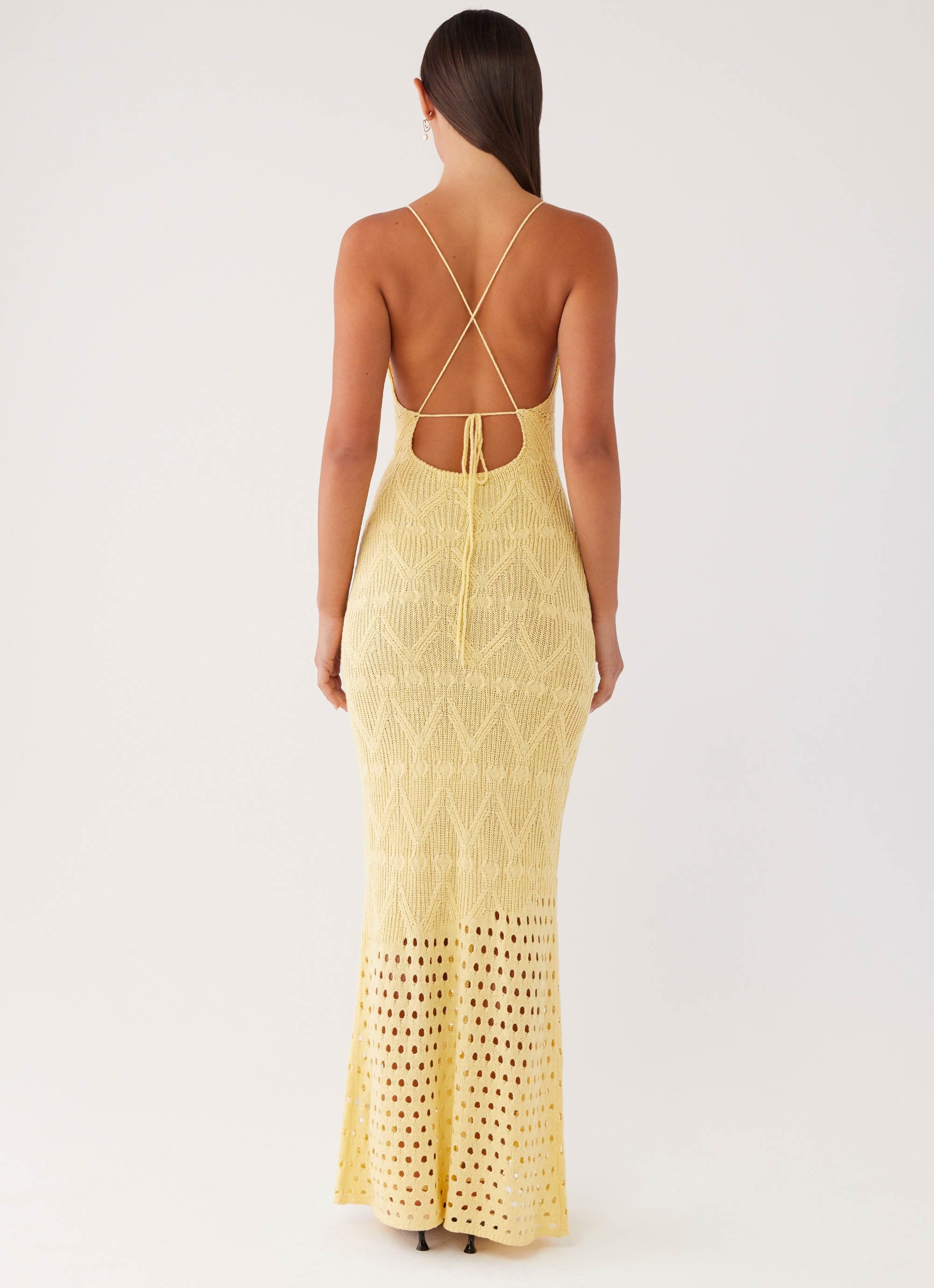 Vivid Dreams Crochet Maxi Dress - Yellow