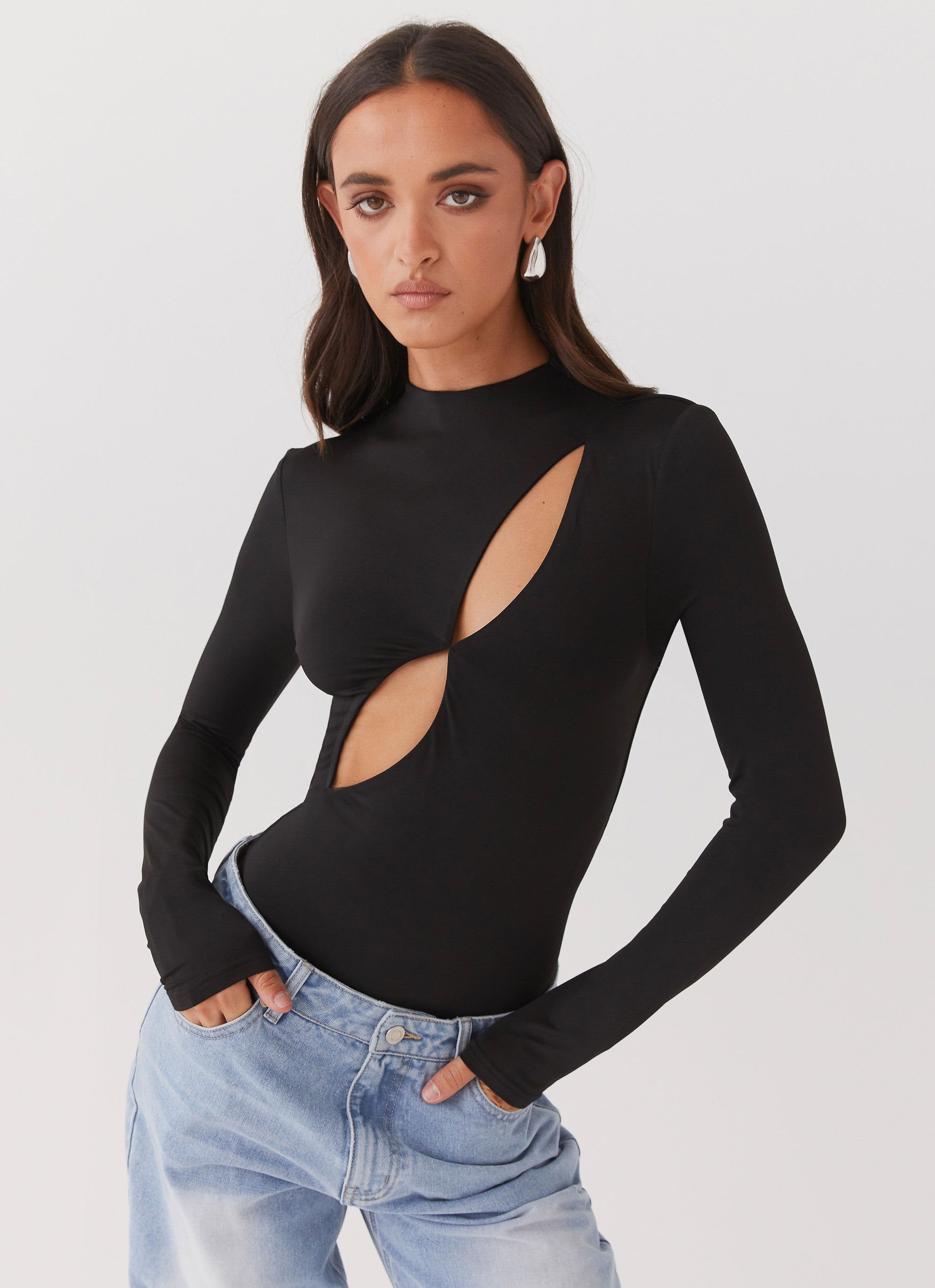 Special Affair Long Sleeve Bodysuit - Black