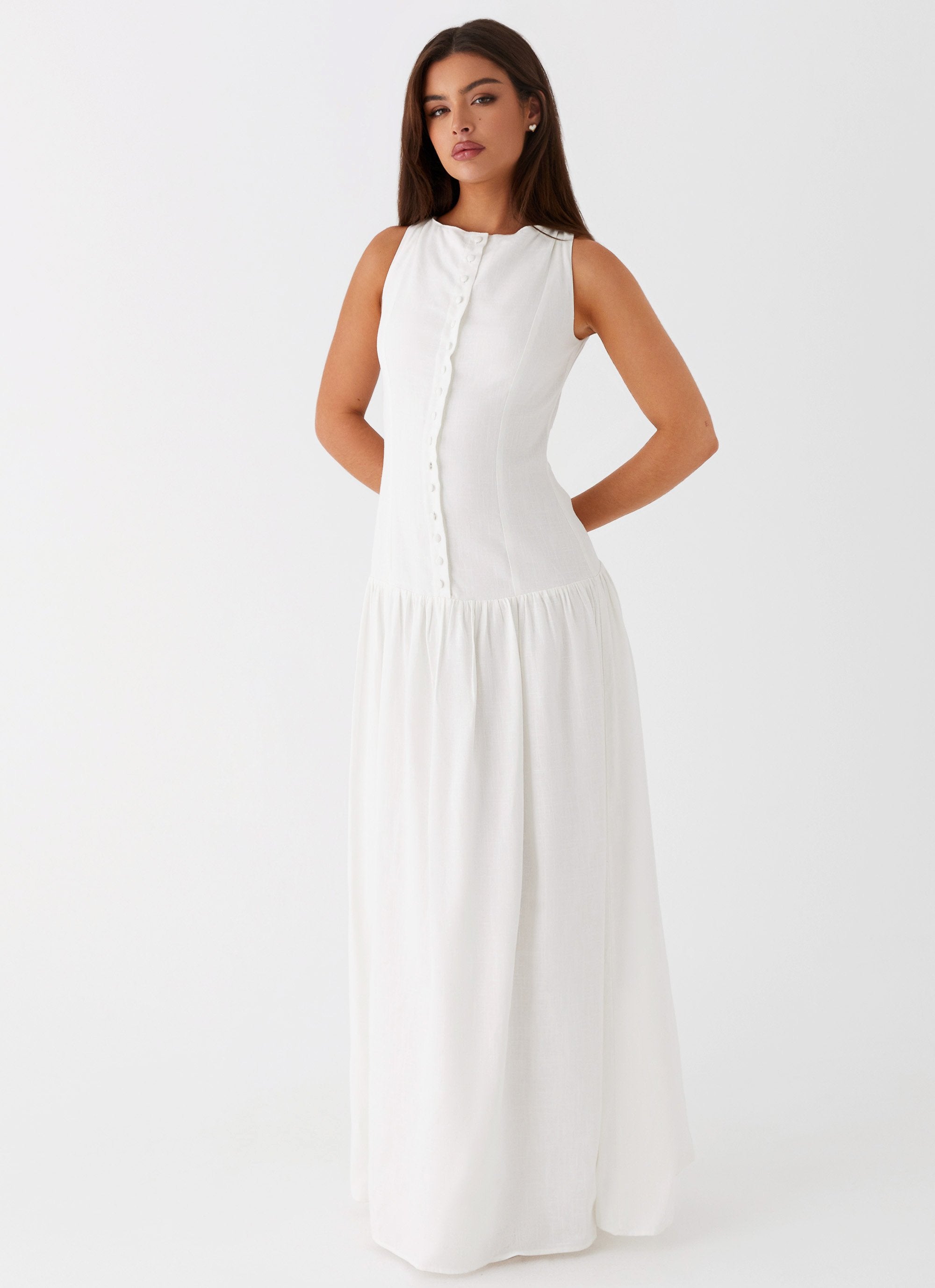 Meggie Linen Maxi Dress - White