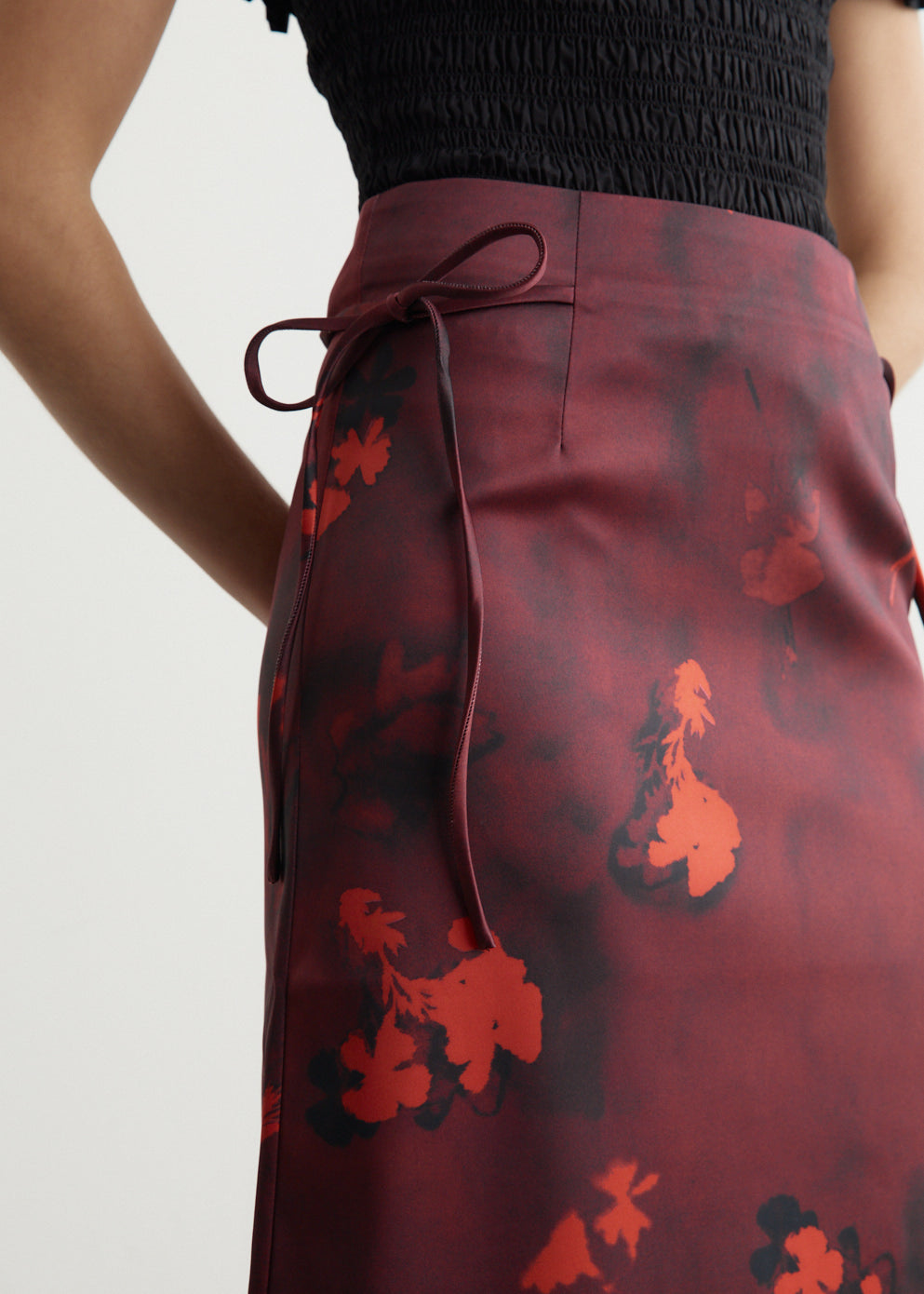 Printed Double Satin Maxi Skirt