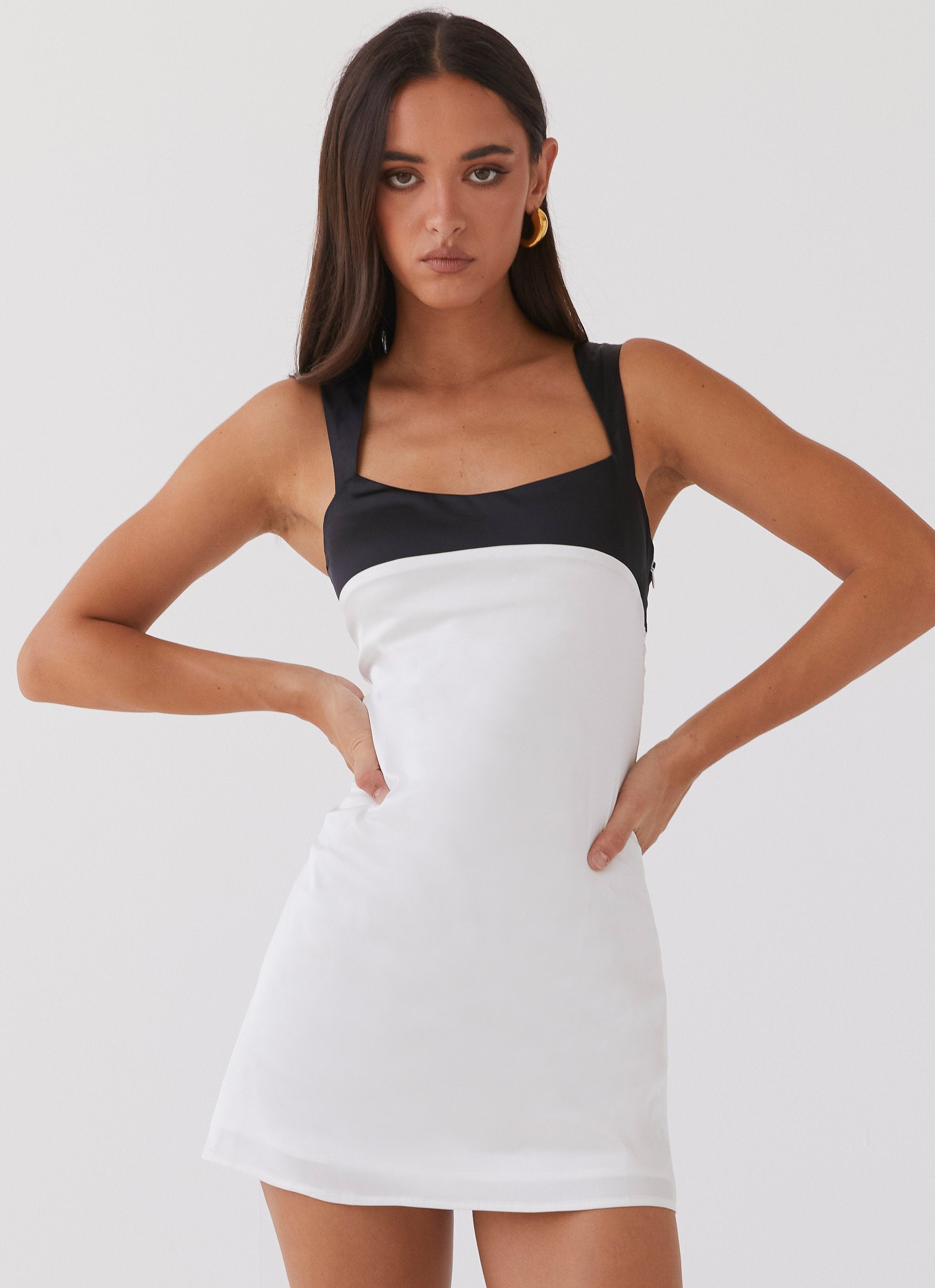 Odette Satin Mini Dress - Noir Pearl