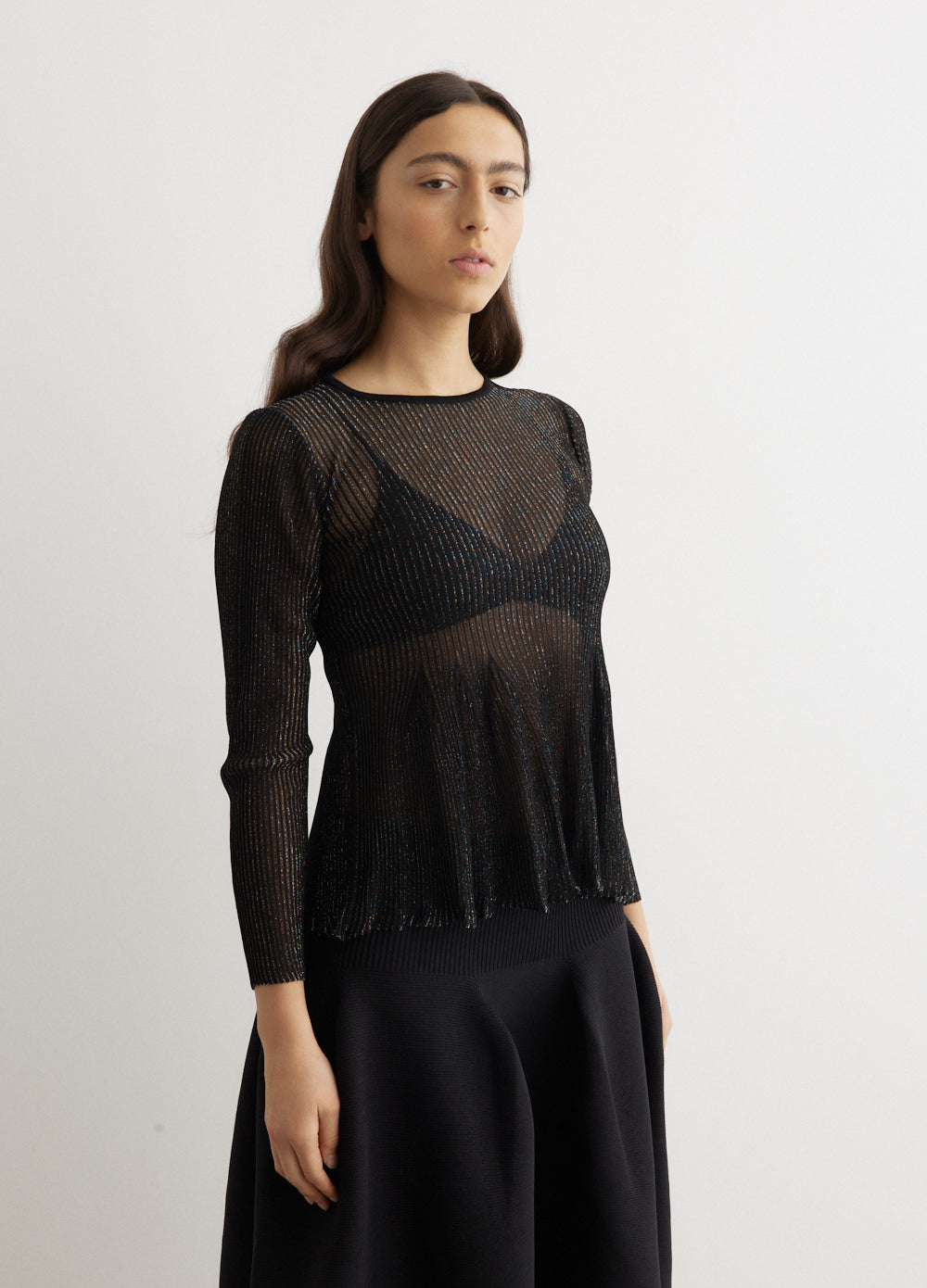 Hypha Lucent Glitter Long Sleeve Flare Top