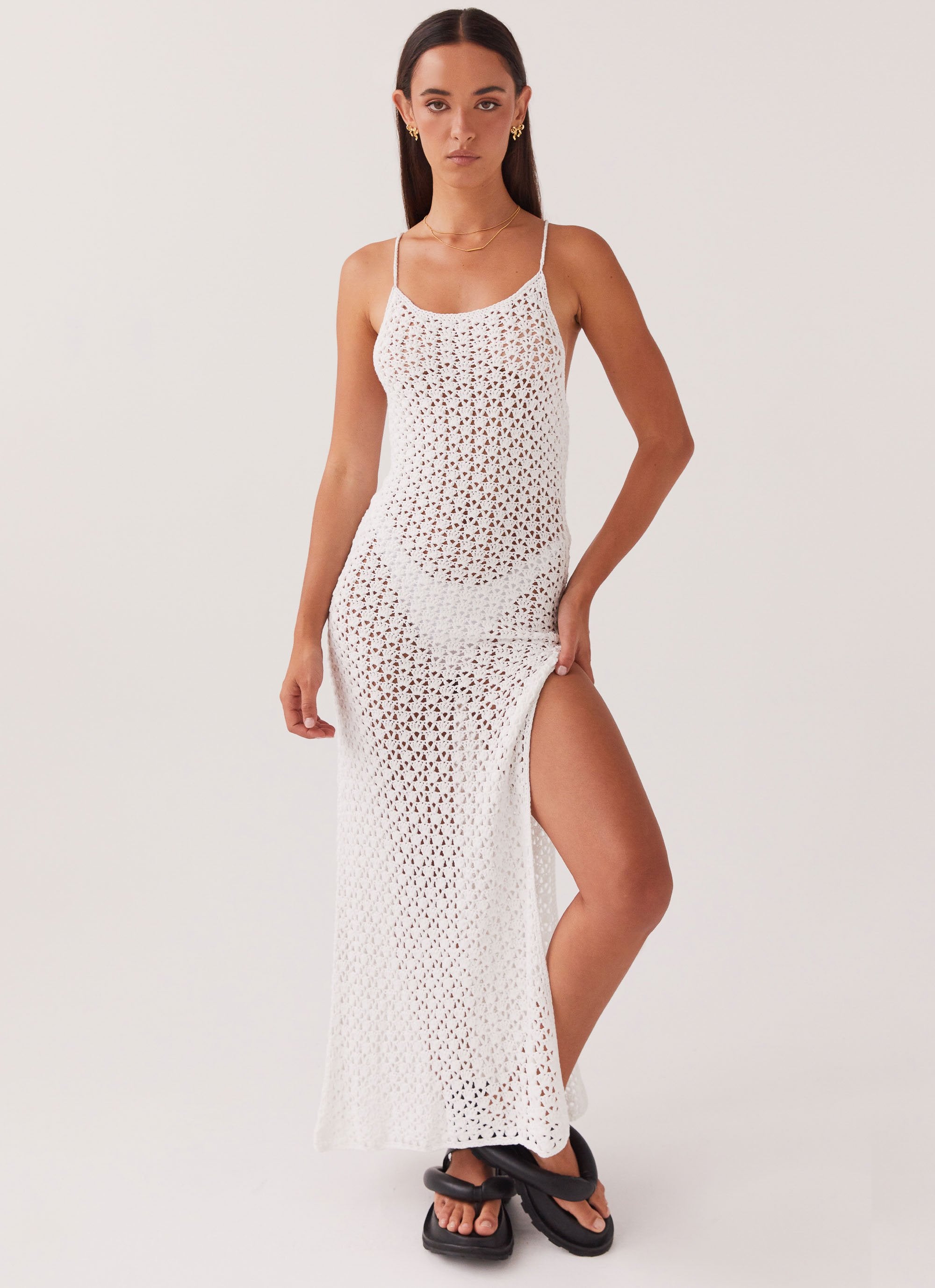 Shellie Crochet Maxi Dress - White