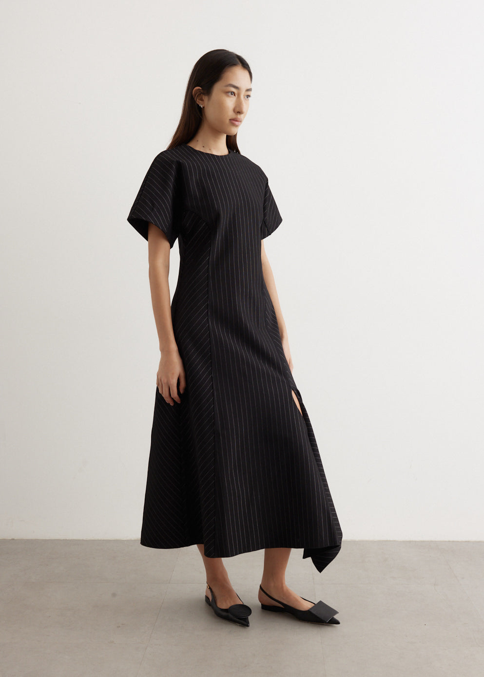 Compact Stripe Jersey Long Dress