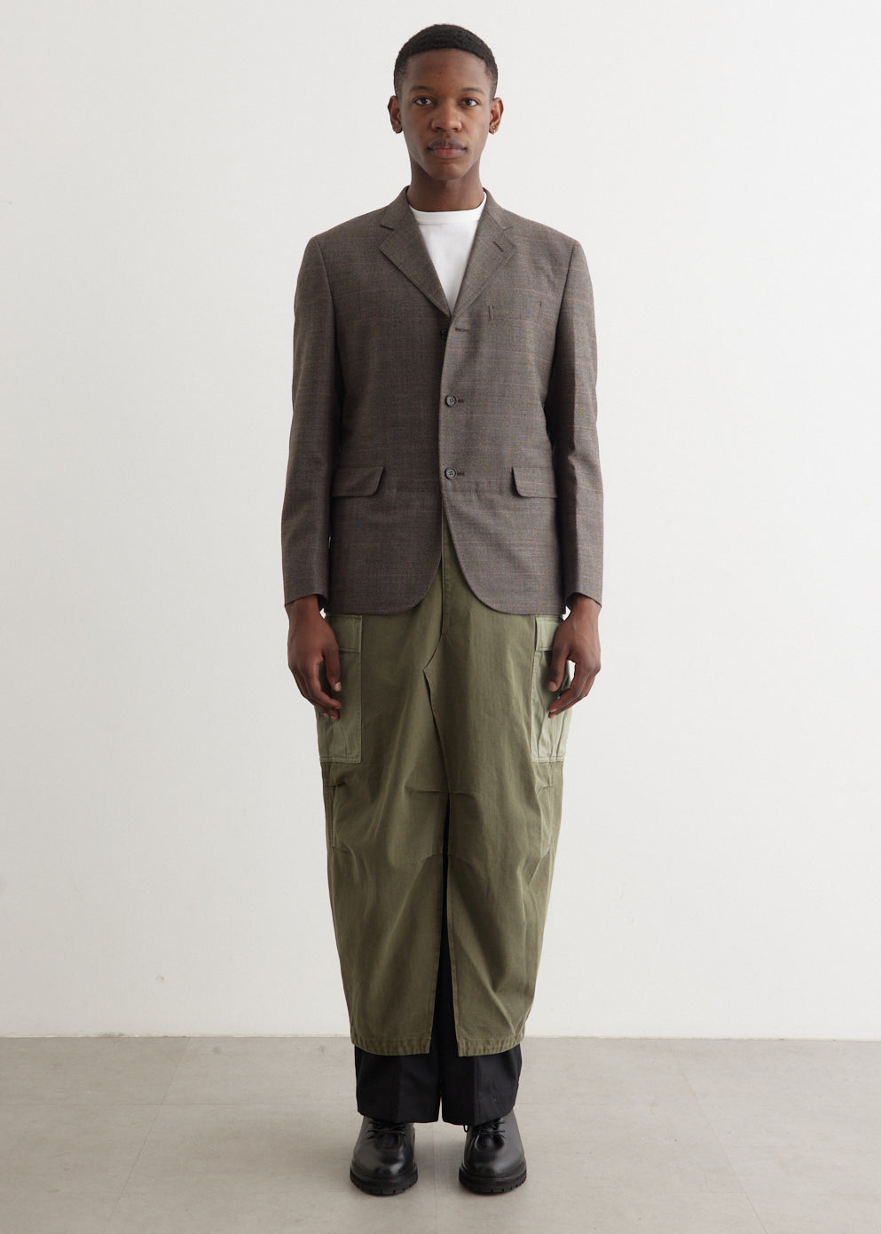 Wool Check x Cargo Pant Tailored Coat