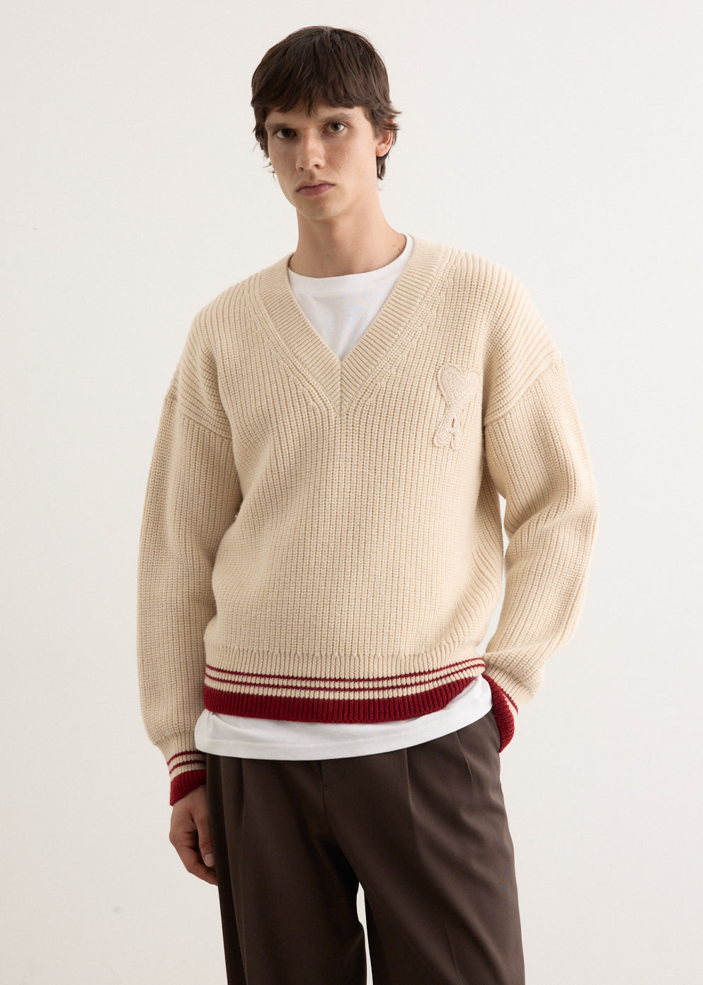 Ribbed V-Neck Sweater