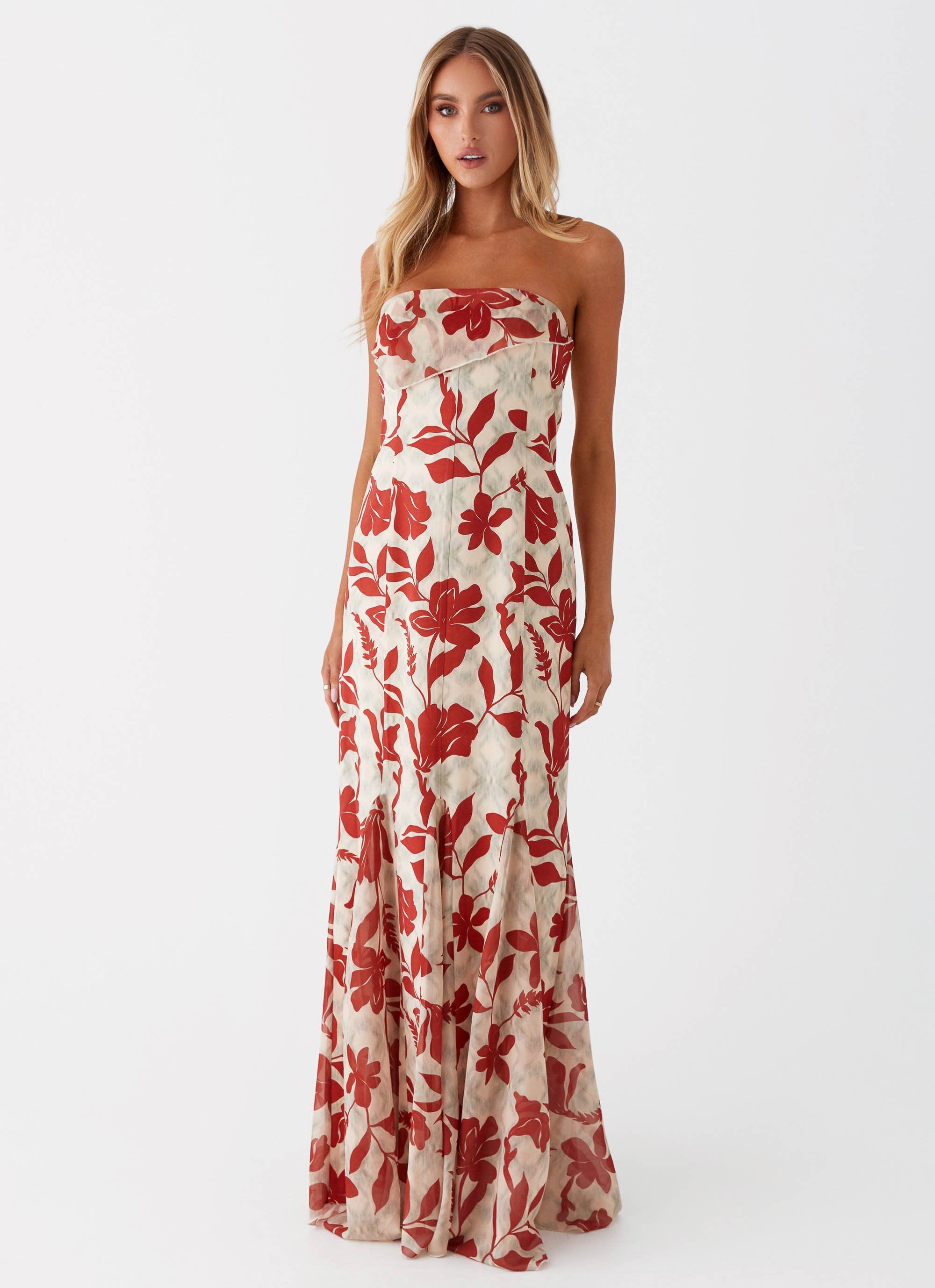 Willa Maxi Dress - Red Green Floral