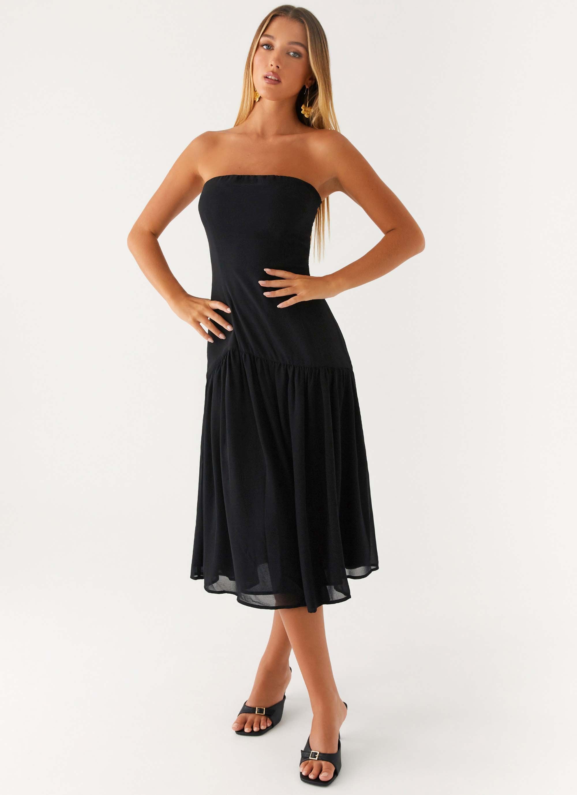 Imagination Strapless Midi Dress - Black