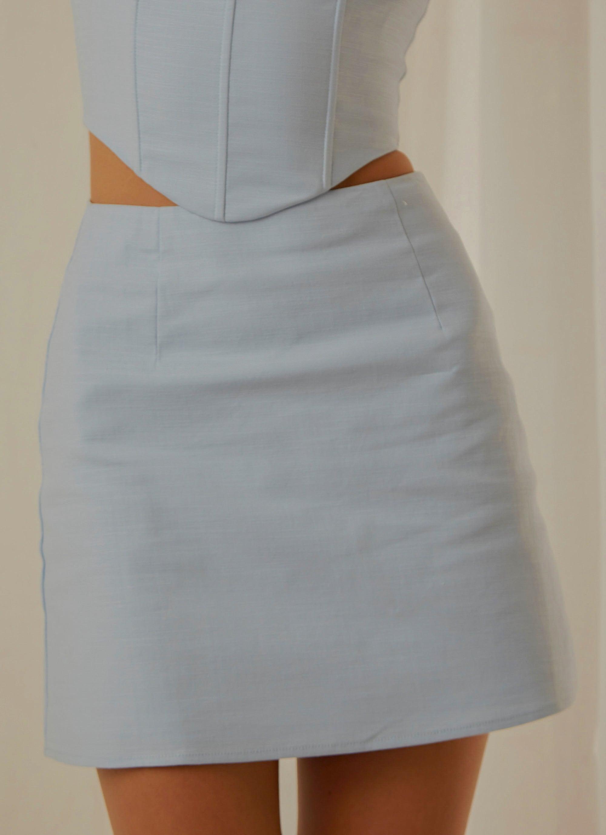 Rooftop Drinks Mini Skirt - Sky Blue