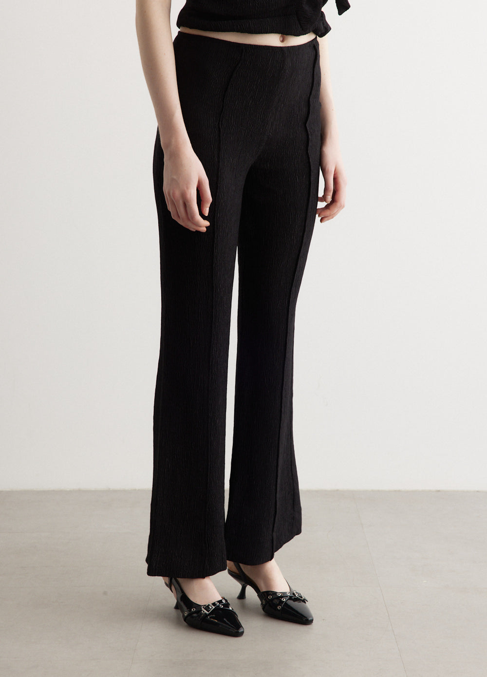 Viscose Stretch Crepe Flared Pants