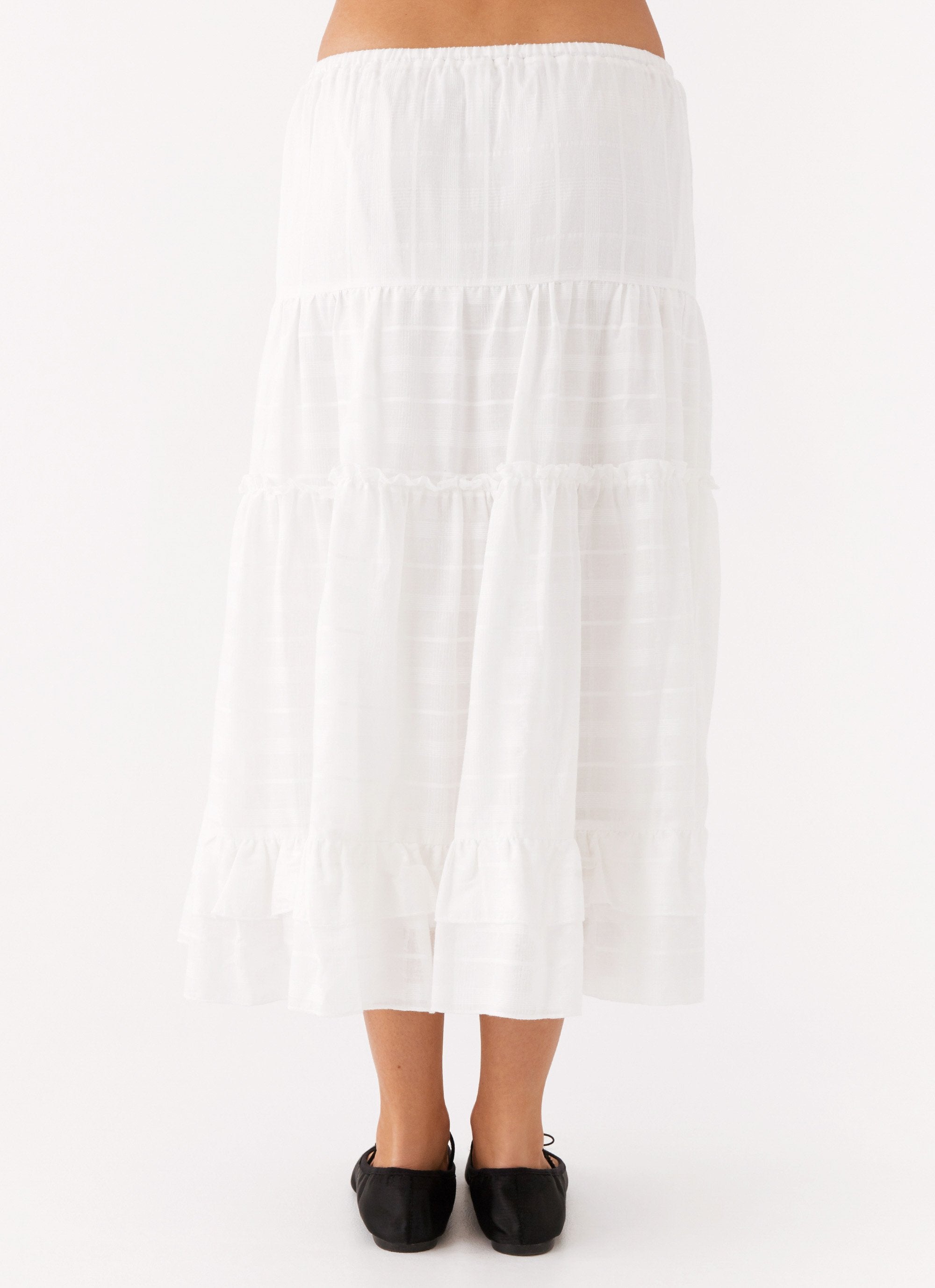 Beatrix Frill Midi Skirt - White