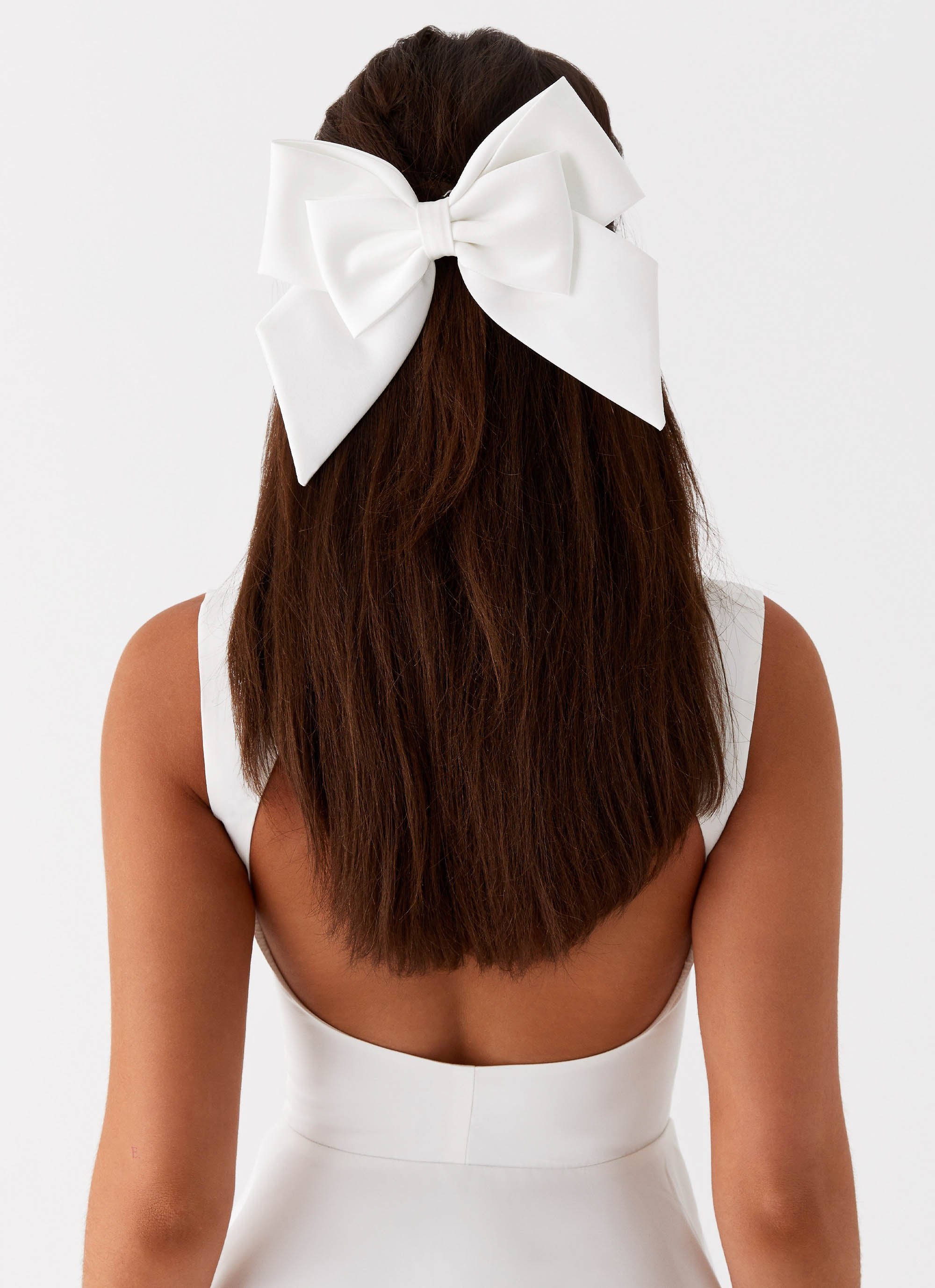 Lucky In Love Bow Hair Clip - White