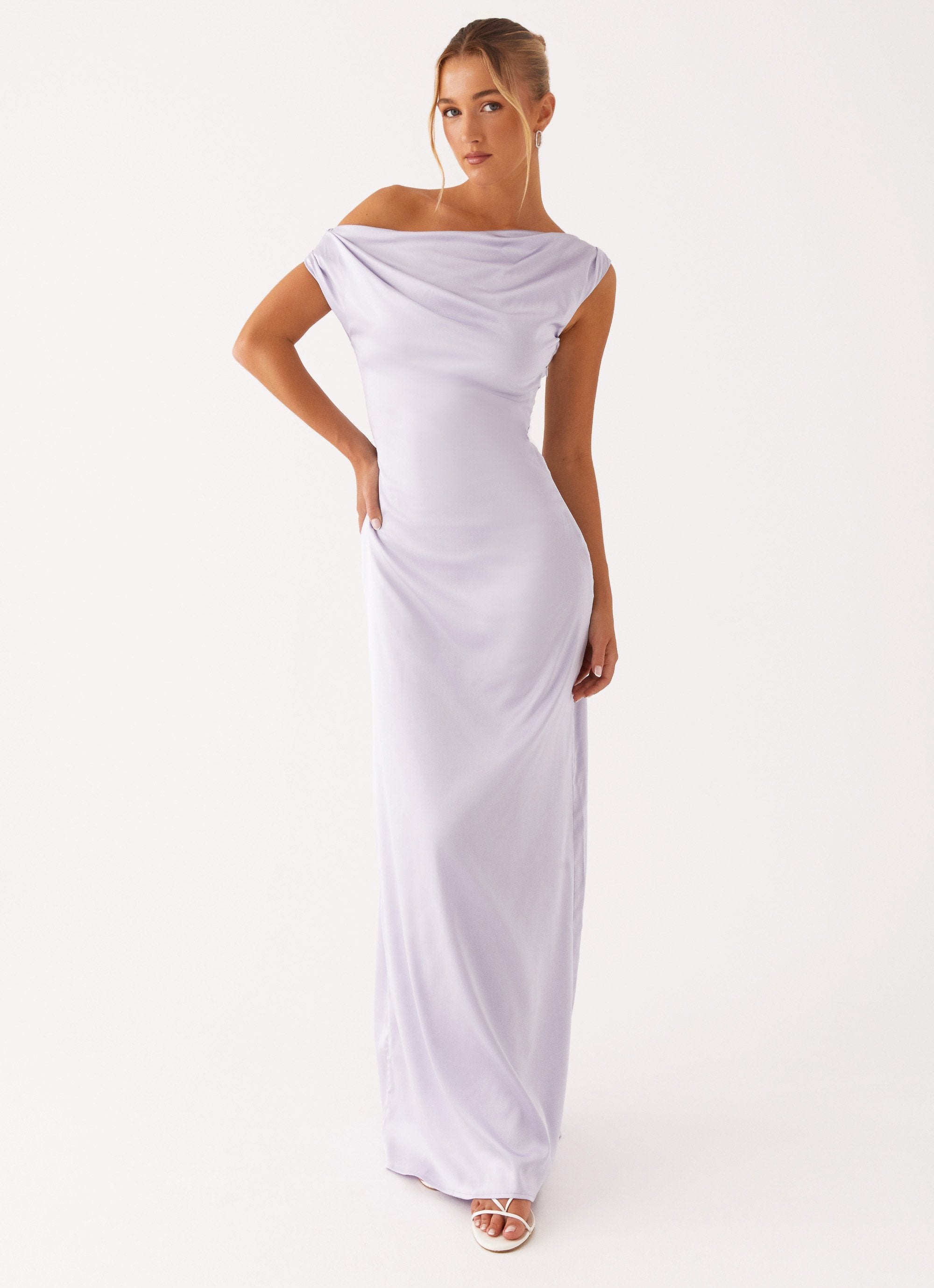 Heart Of Glass Satin Maxi Dress - Lilac