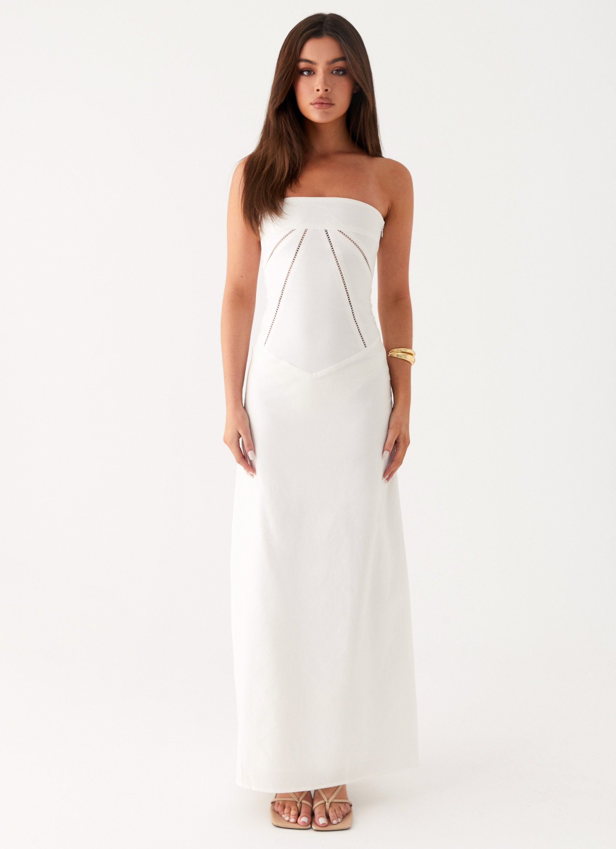 Cerisa Linen Maxi Dress - White