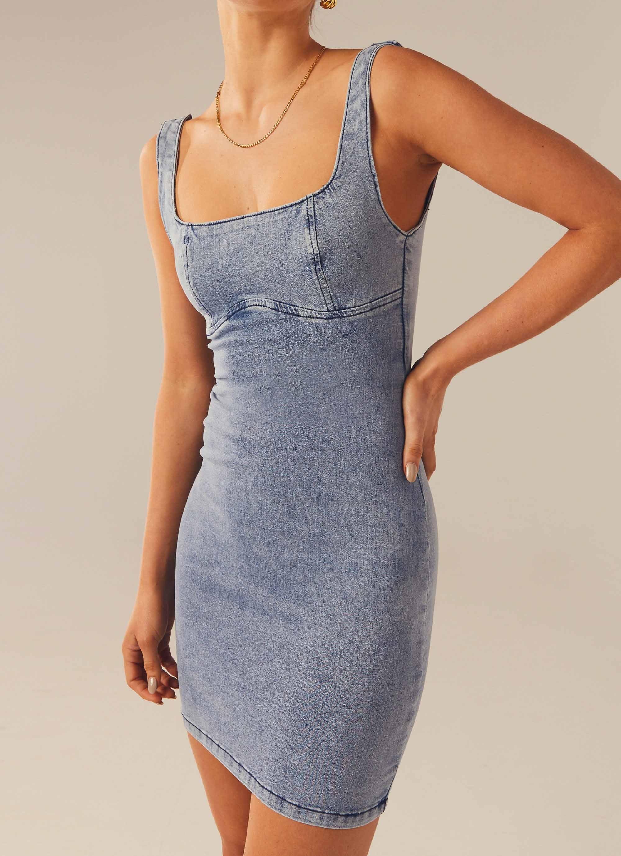 Alessia Denim Mini Dress - Blue Denim